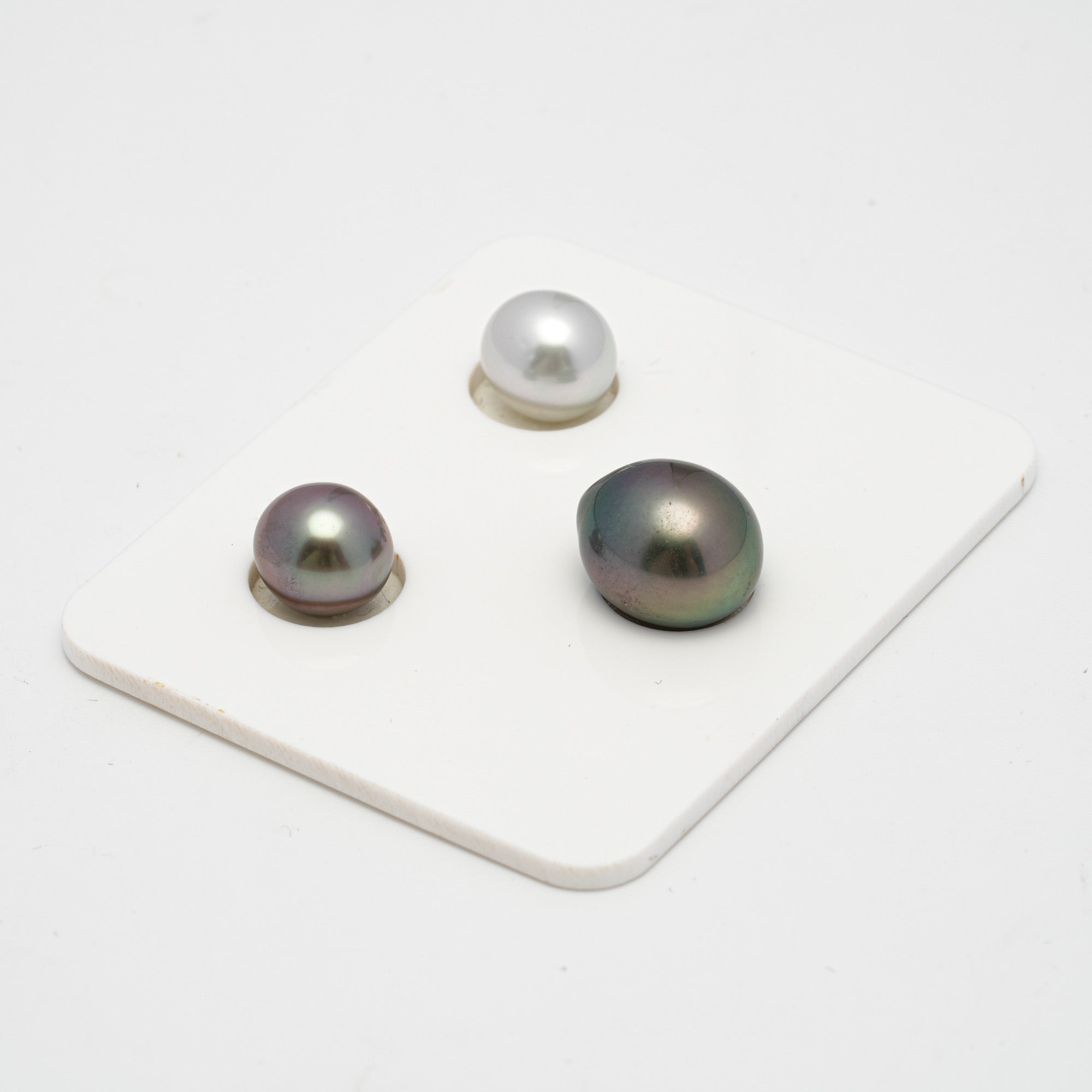 3pcs "High Luster" Mix 8.7-10.9mm - SB TOP/AAA Quality Tahitian Pearl Trio Set ER1266 TH2