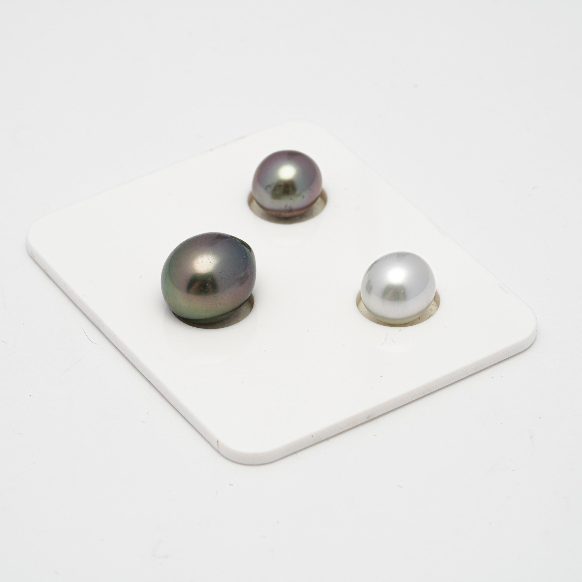 3pcs "High Luster" Mix 8.7-10.9mm - SB TOP/AAA Quality Tahitian Pearl Trio Set ER1266 TH2