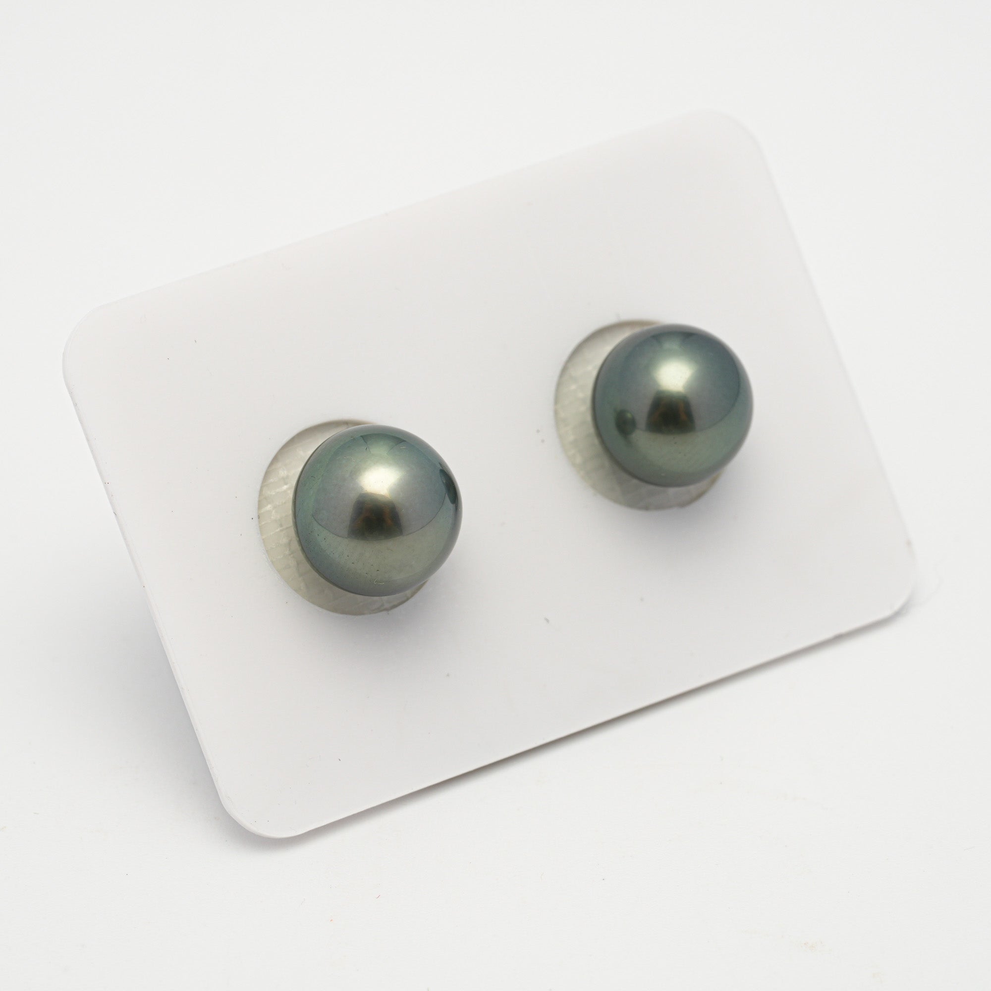 2pcs Green 10-10.2mm - SR AAA Quality Tahitian Pearl Pair ER1616 OR11