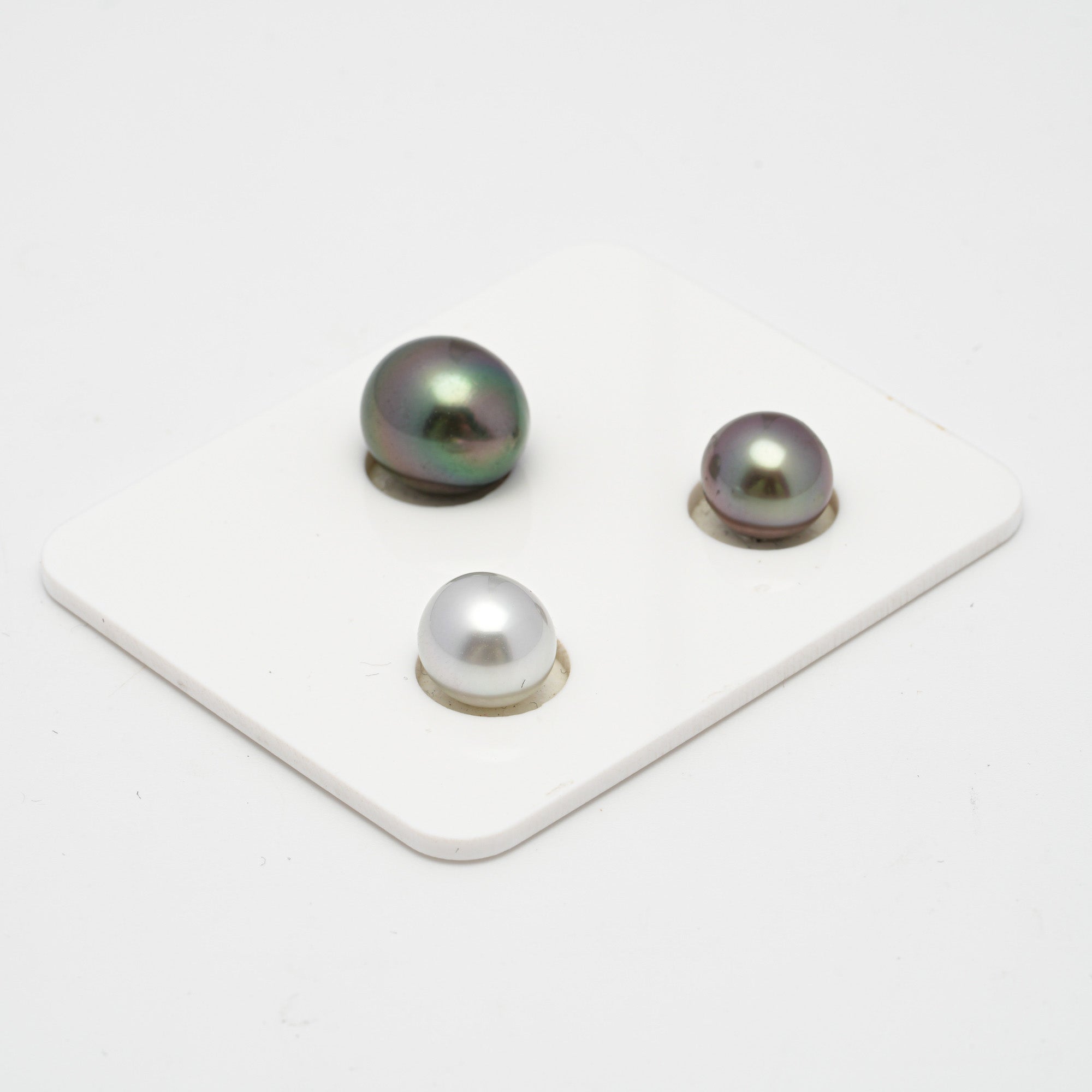 3pcs "High Luster" Mix 8.7-10.9mm - SB TOP/AAA Quality Tahitian Pearl Trio Set ER1266 TH2