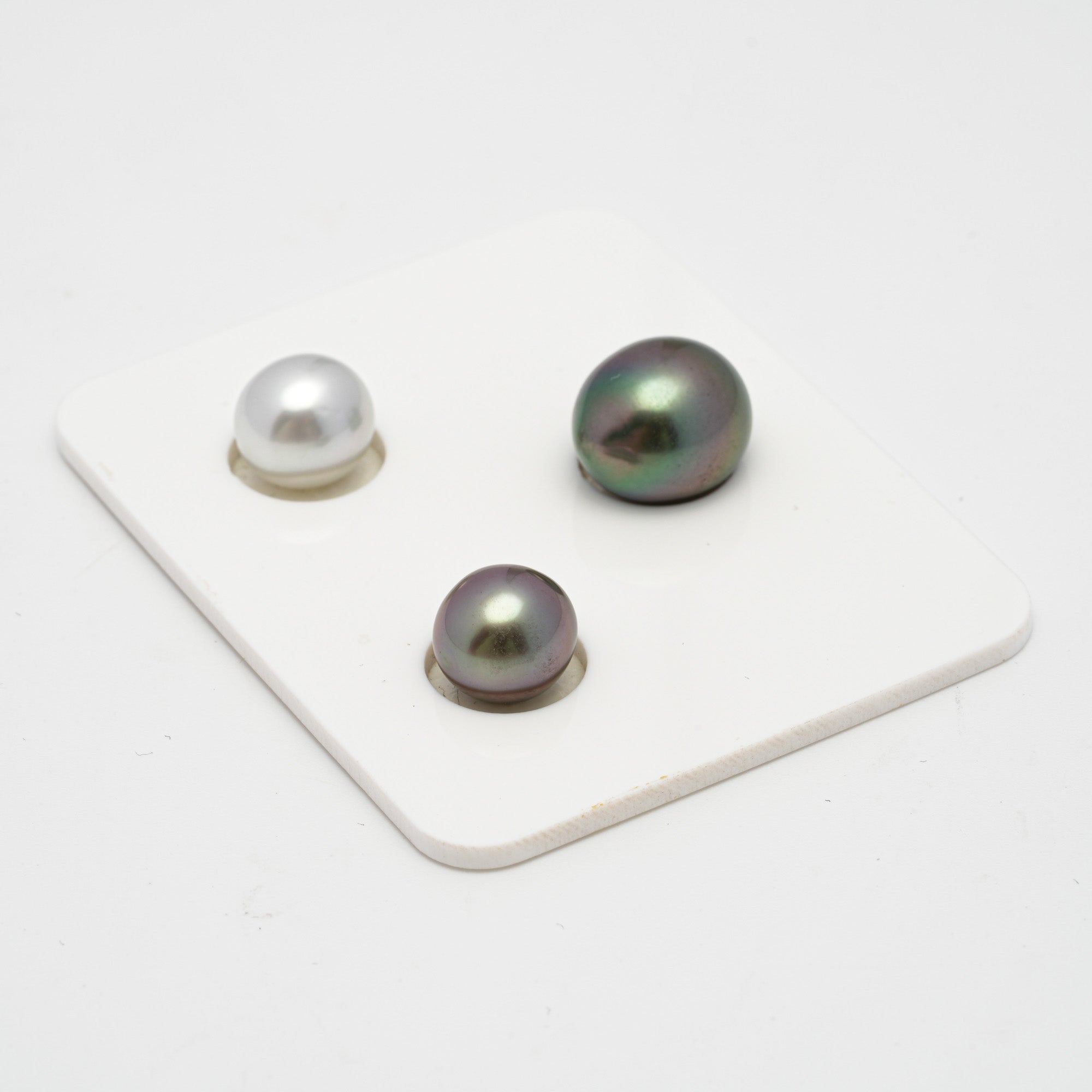 3pcs "High Luster" Mix 8.7-10.9mm - SB TOP/AAA Quality Tahitian Pearl Trio Set ER1266 TH2