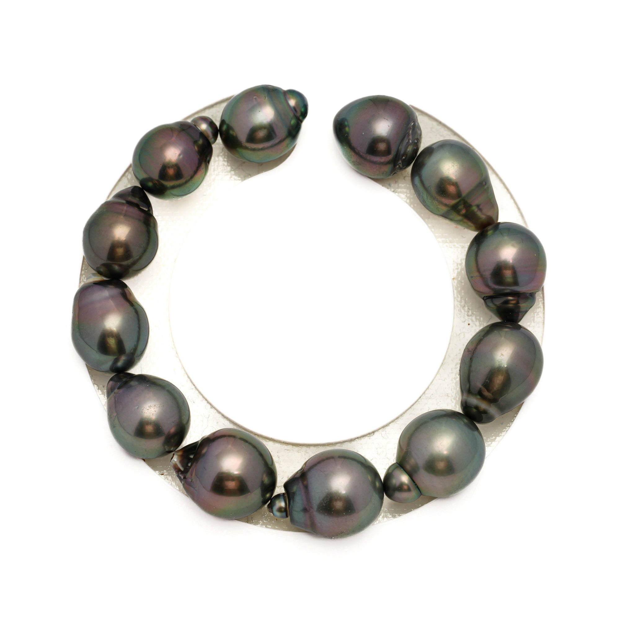 12pcs "High Luster" Green 11-13mm - SB AAA/AA Quality Tahitian Pearl Bracelet BR2325 THMIX3