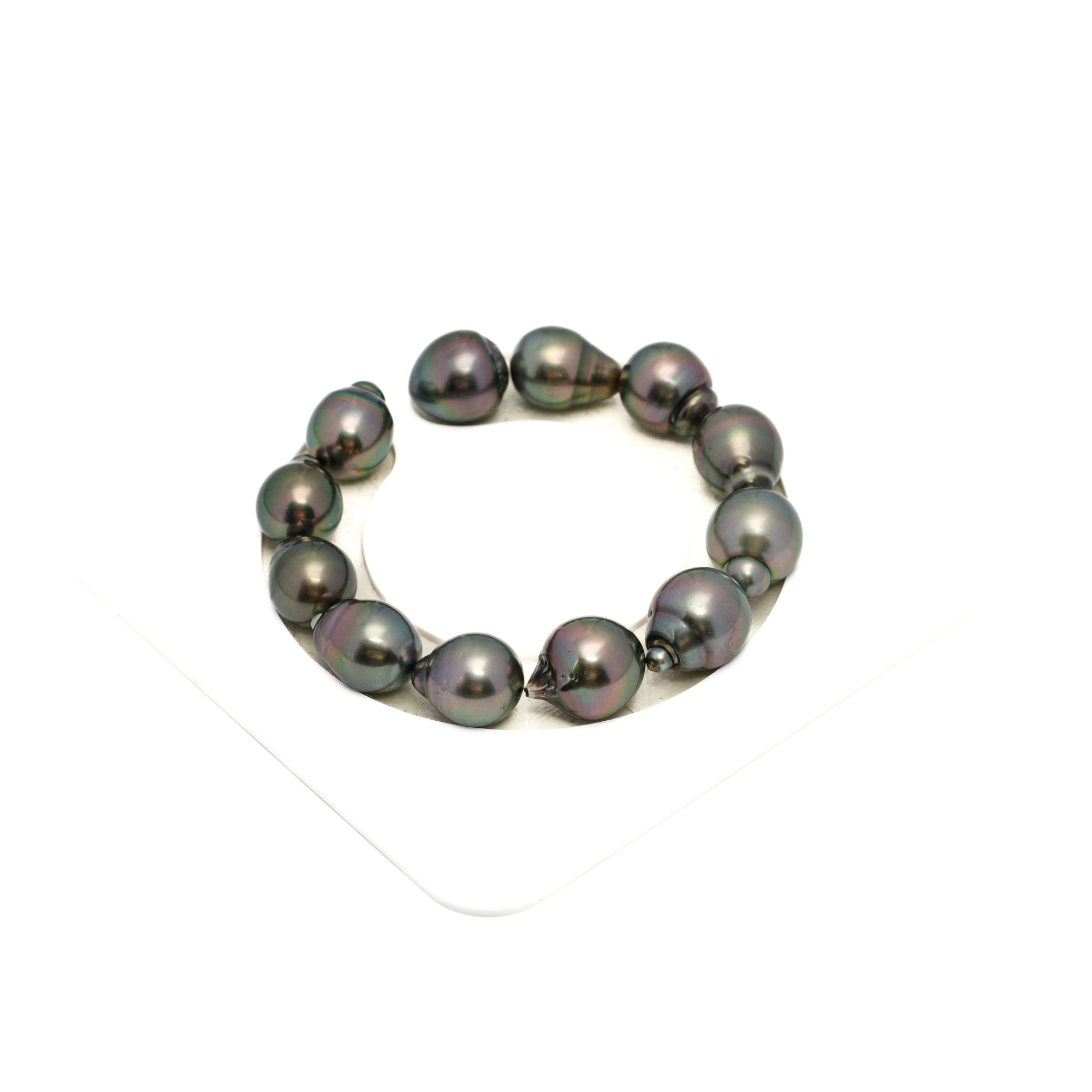 12pcs "High Luster" Green 11-13mm - SB AAA/AA Quality Tahitian Pearl Bracelet BR2325 THMIX3