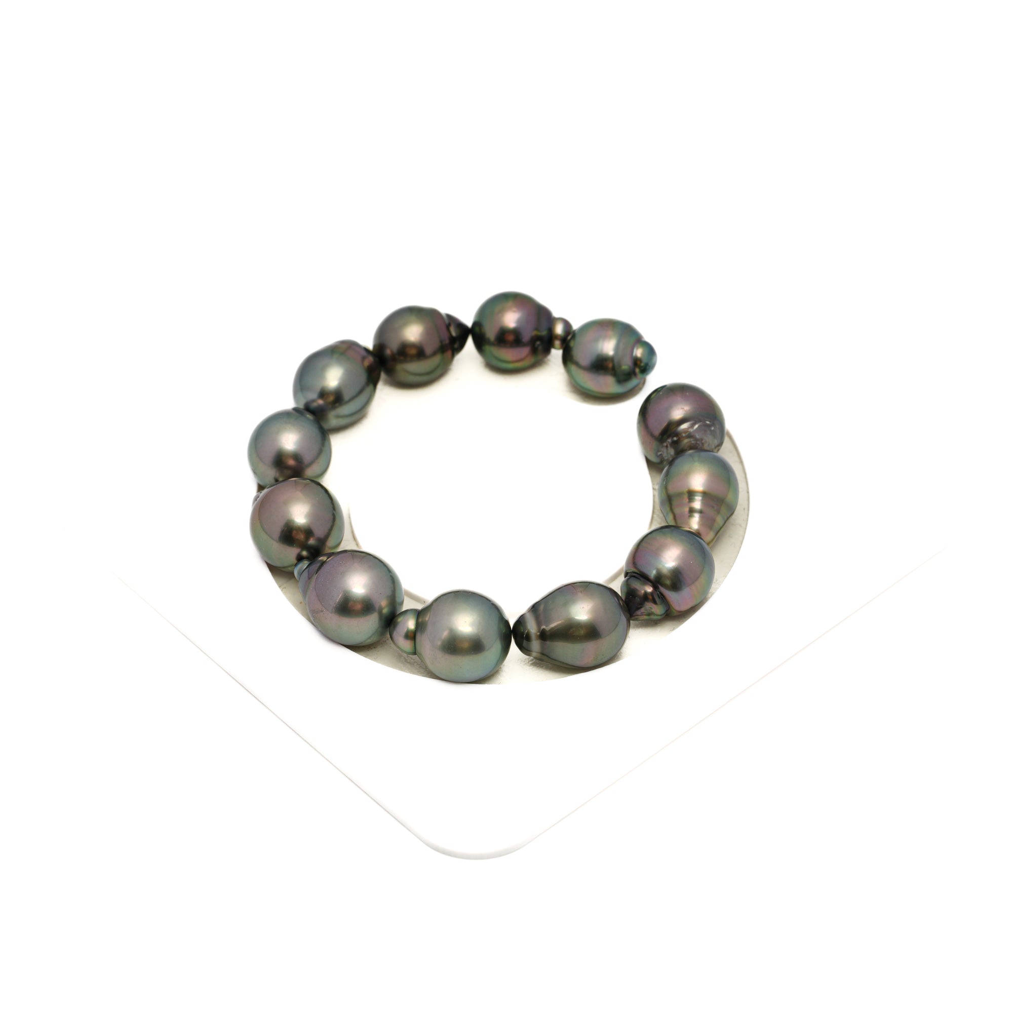 12pcs "High Luster" Green 11-13mm - SB AAA/AA Quality Tahitian Pearl Bracelet BR2325 THMIX3