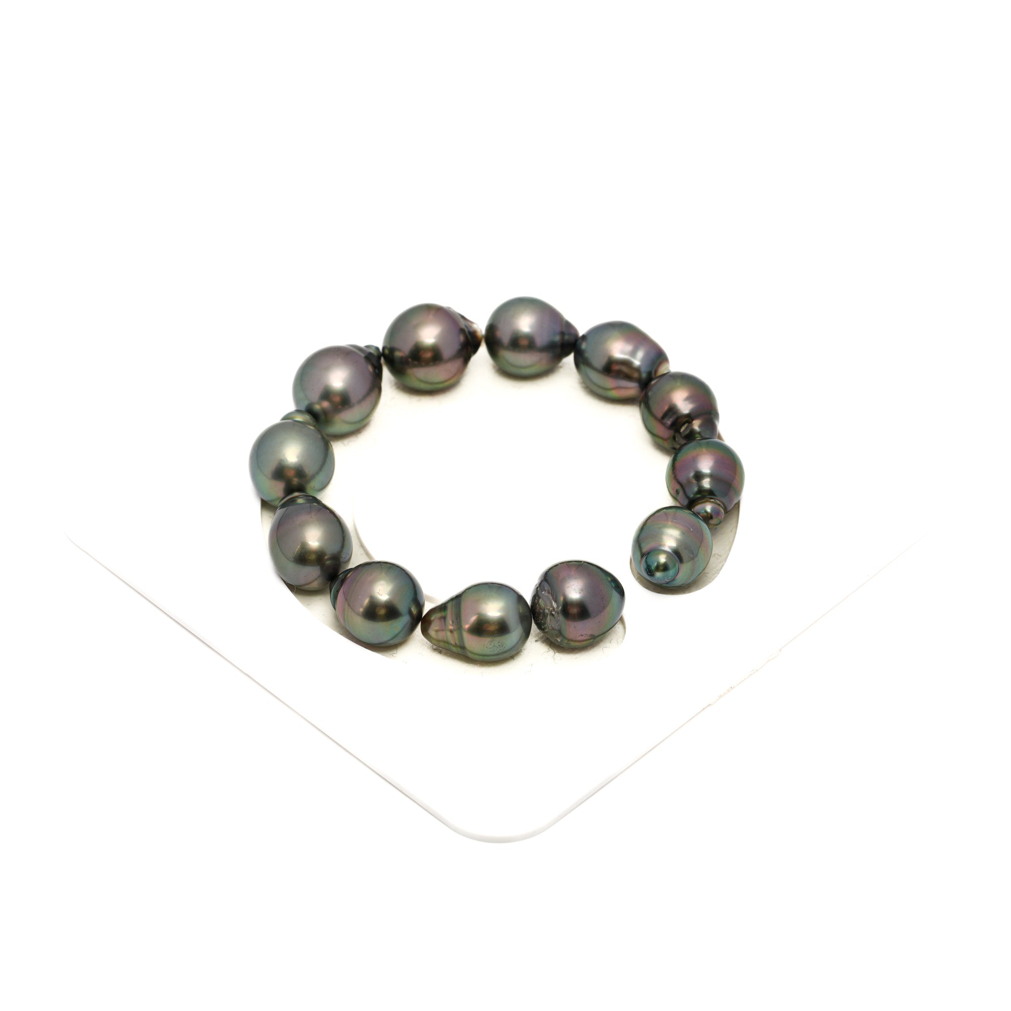 12pcs "High Luster" Green 11-13mm - SB AAA/AA Quality Tahitian Pearl Bracelet BR2325 THMIX3