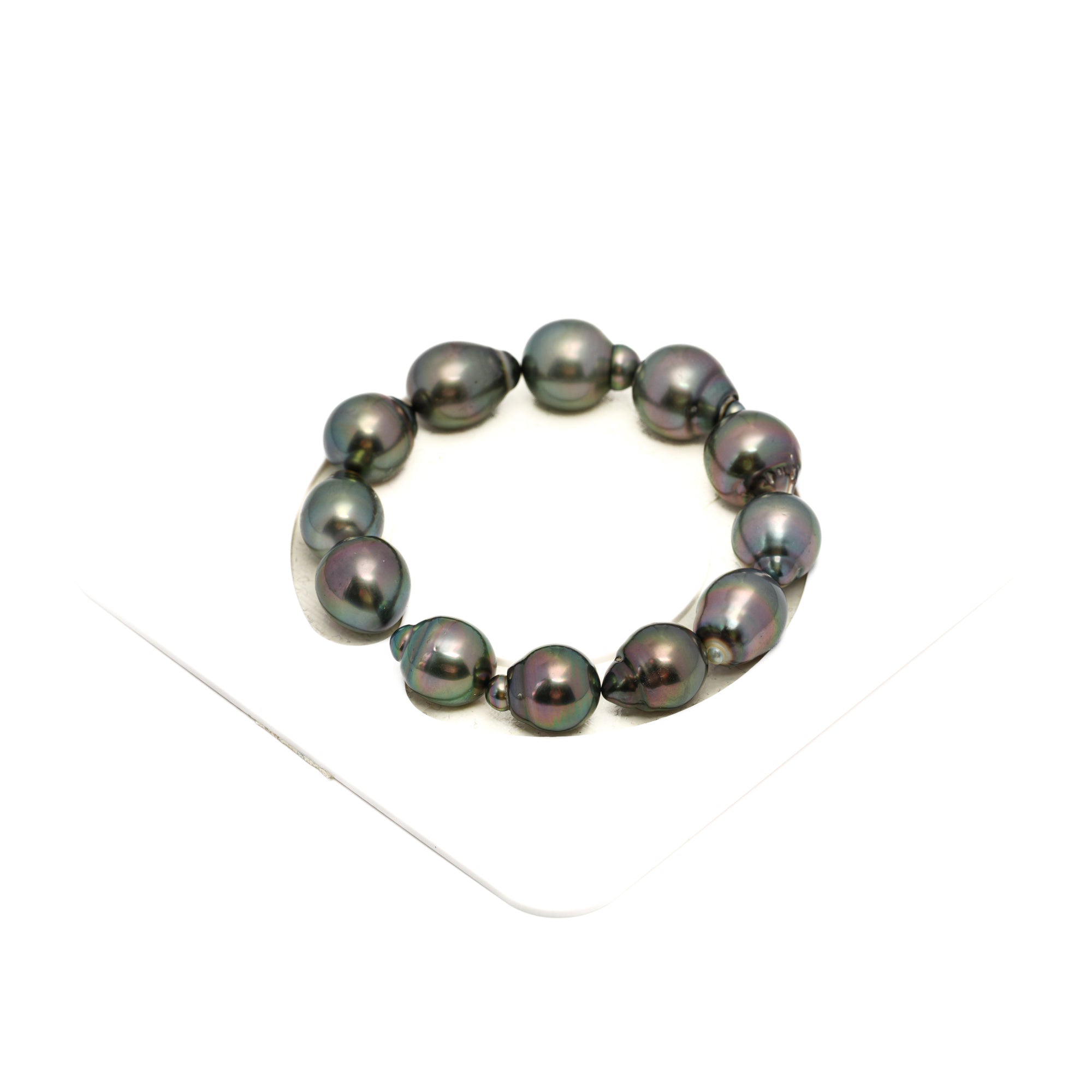 12pcs "High Luster" Green 11-13mm - SB AAA/AA Quality Tahitian Pearl Bracelet BR2325 THMIX3