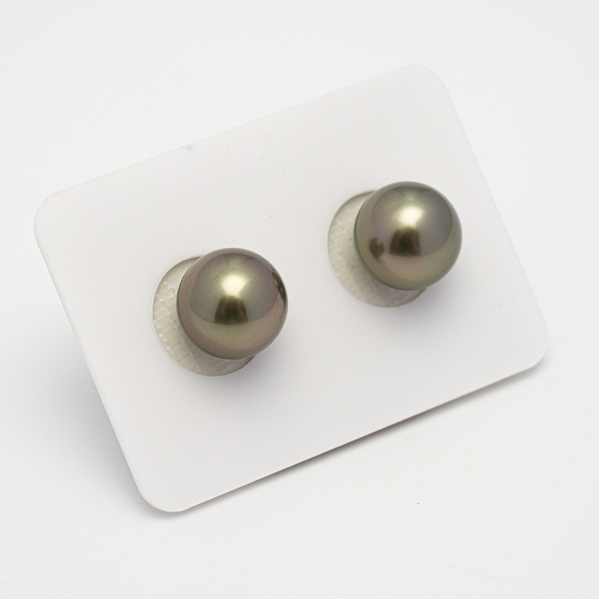 2pcs Olive Green 11.1mm - SR AAA Quality Tahitian Pearl Pair ER1623 OR11