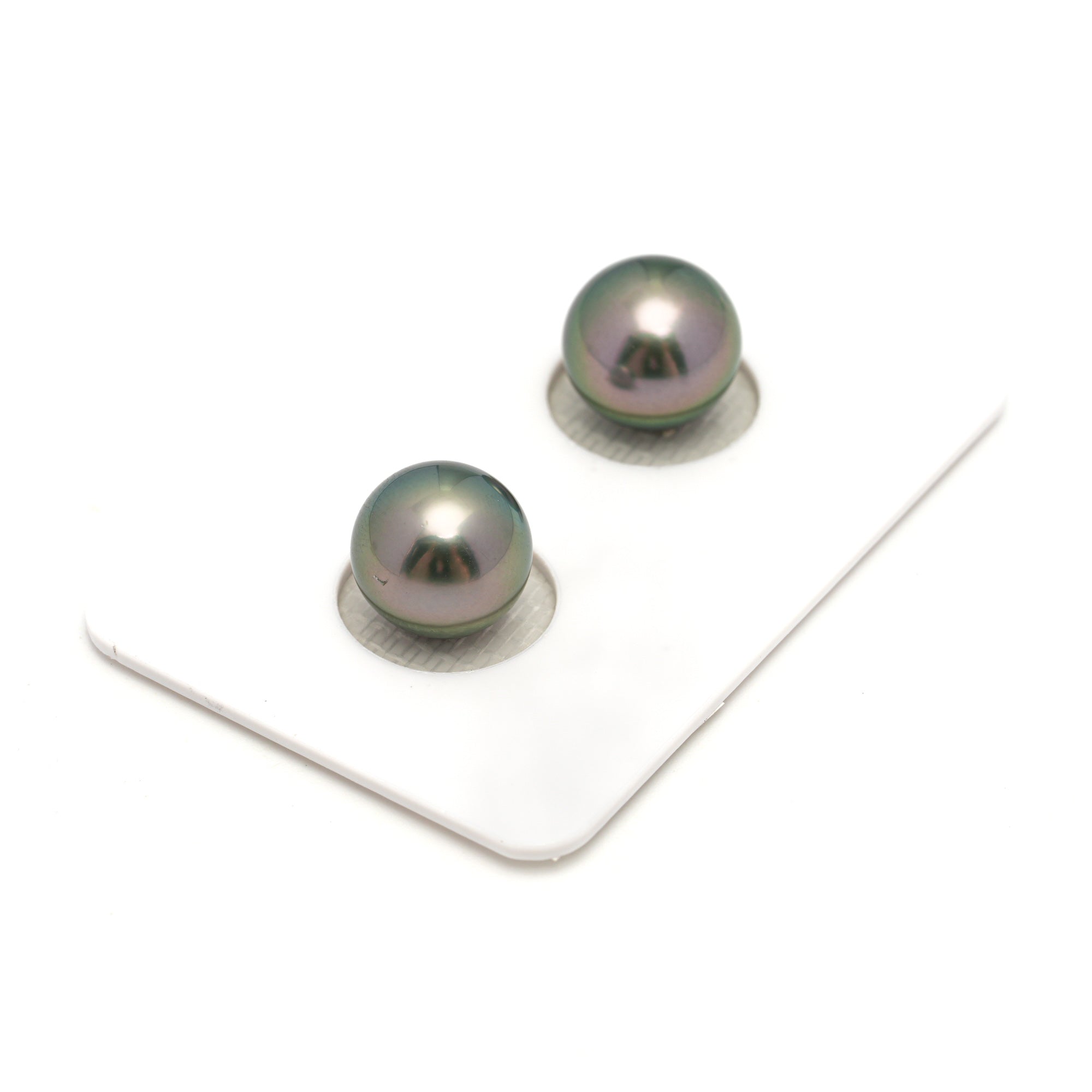2pcs "High Luster" Peacock 10.1-10.3mm - SR AAA Quality Tahitian Pearl Pair ER1670 OR11