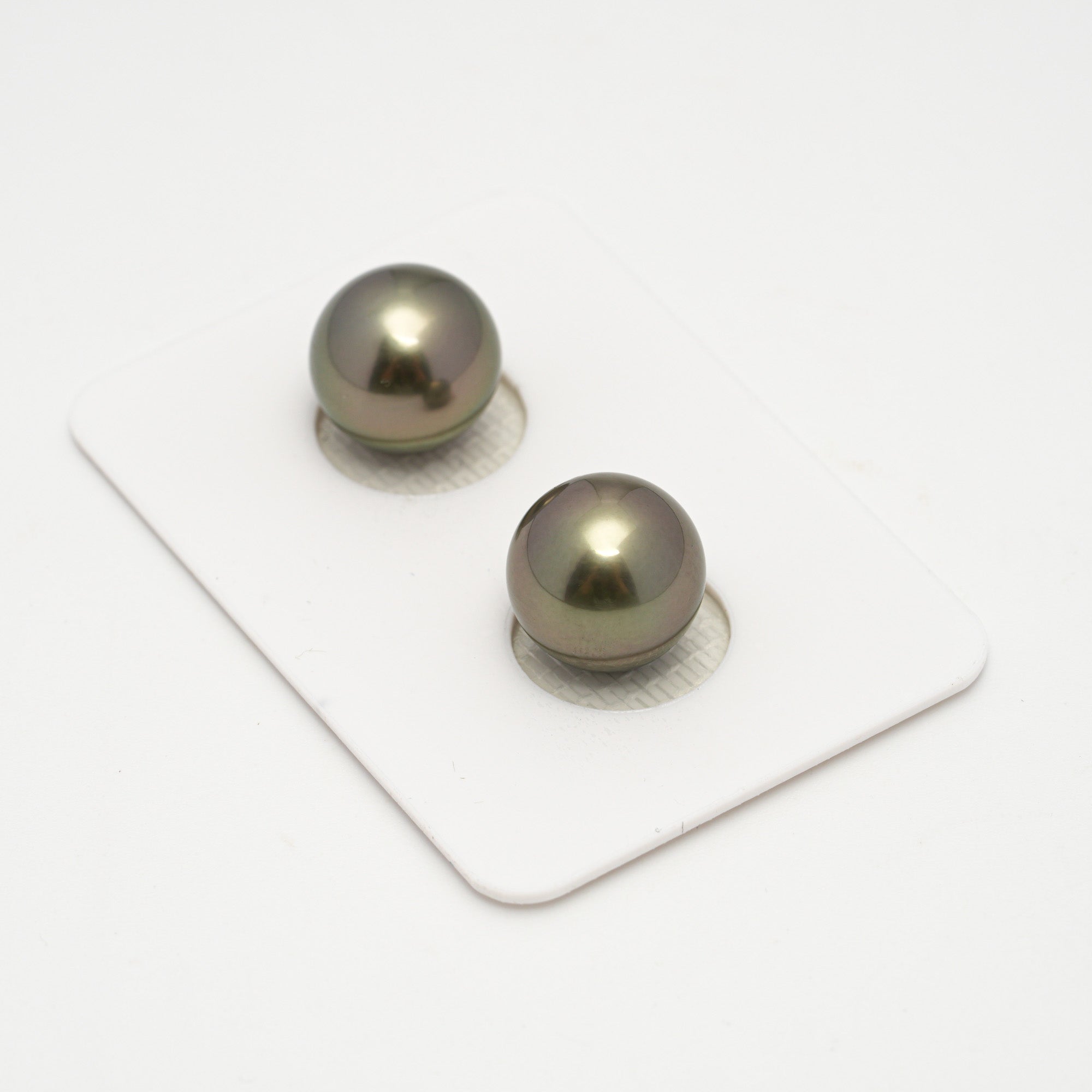 2pcs Olive Green 11.1mm - SR AAA Quality Tahitian Pearl Pair ER1623 OR11