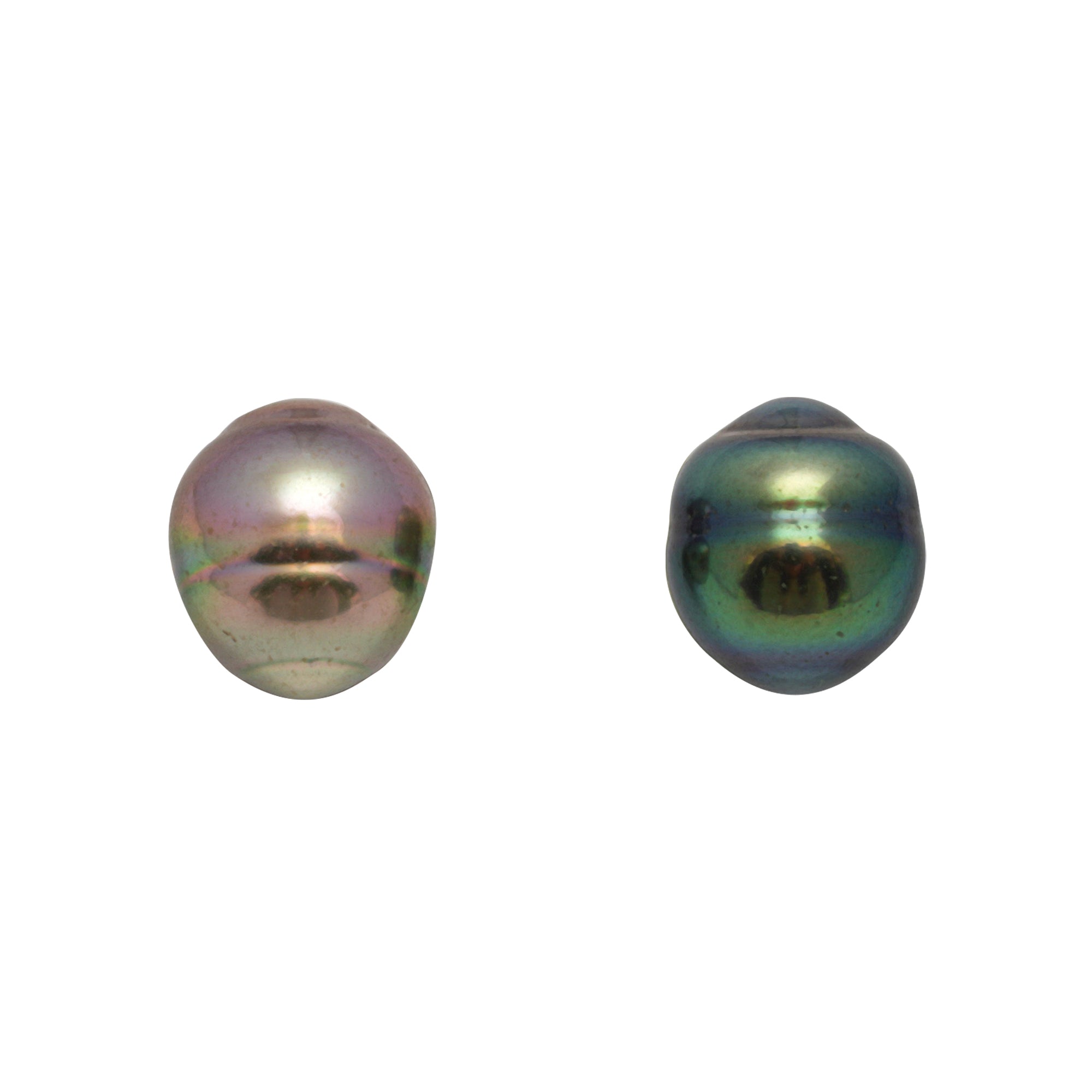2pcs "High Luster" Multicolor 10.8-11.1mm - CL/SB AAA Quality Tahitian Pearl Pair ER1710 CMP9