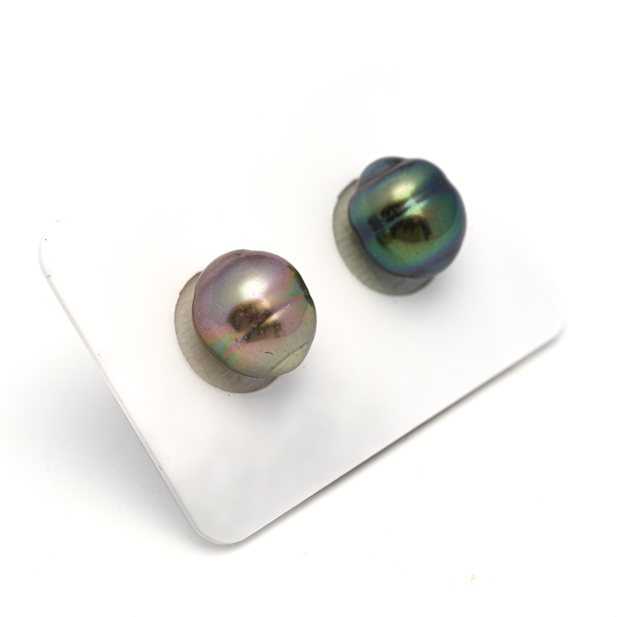 2pcs "High Luster" Multicolor 10.8-11.1mm - CL/SB AAA Quality Tahitian Pearl Pair ER1710 CMP9