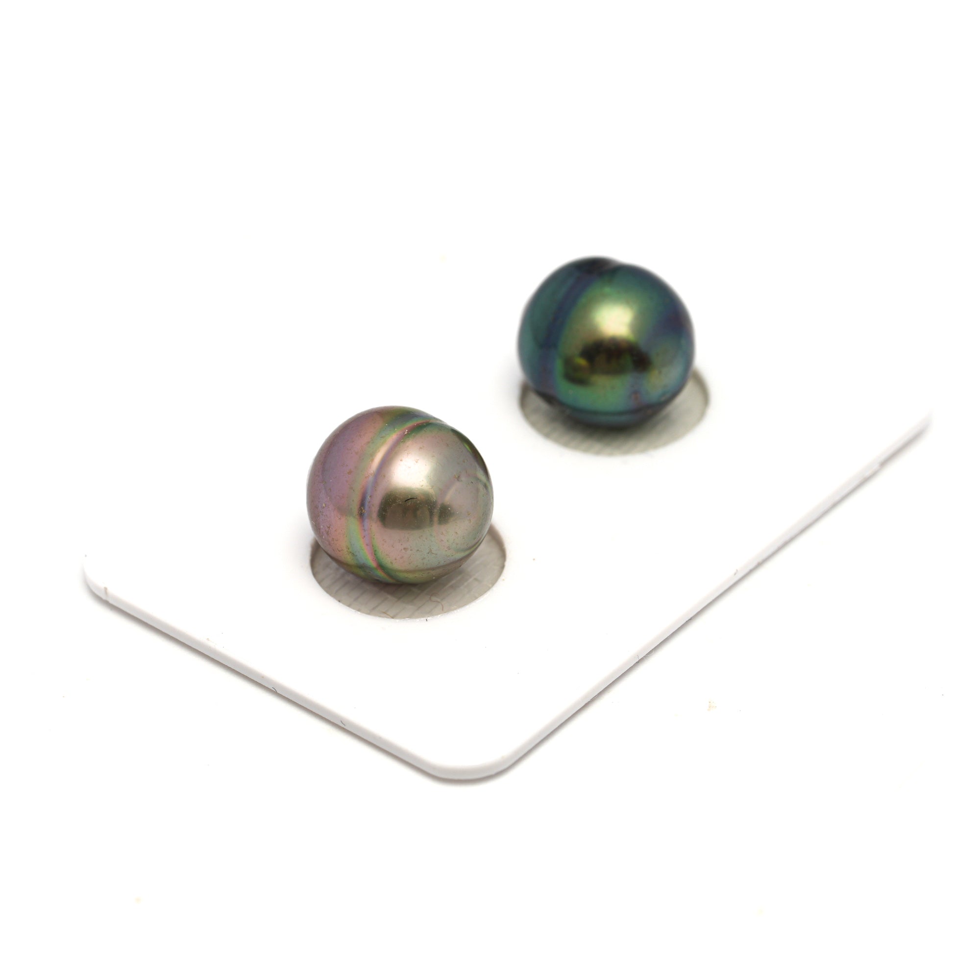 2pcs "High Luster" Multicolor 10.8-11.1mm - CL/SB AAA Quality Tahitian Pearl Pair ER1710 CMP9