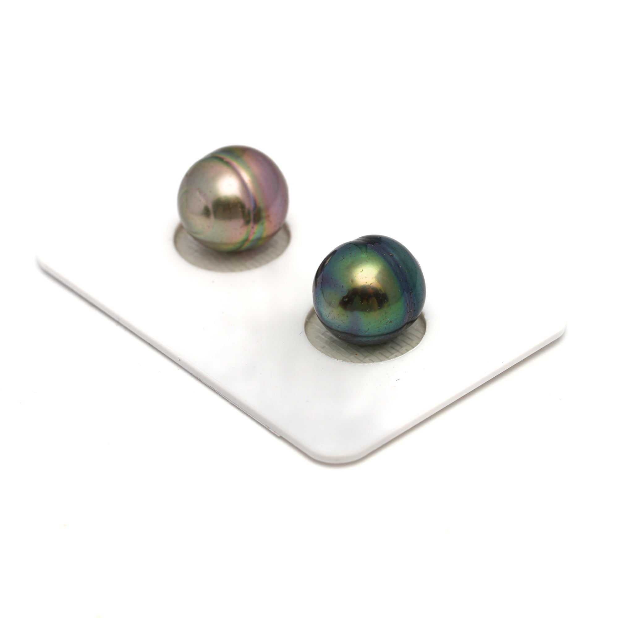 2pcs "High Luster" Multicolor 10.8-11.1mm - CL/SB AAA Quality Tahitian Pearl Pair ER1710 CMP9