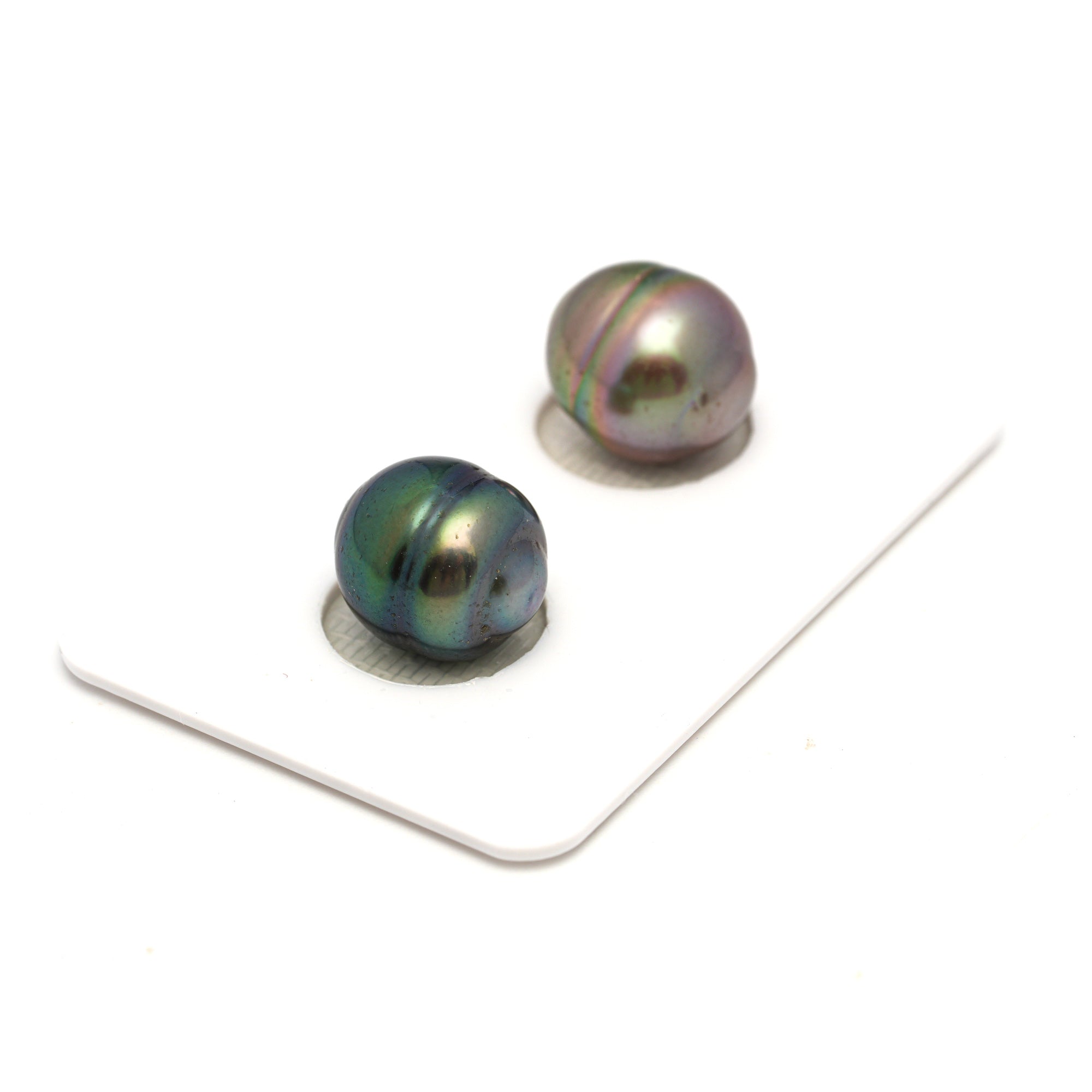 2pcs "High Luster" Multicolor 10.8-11.1mm - CL/SB AAA Quality Tahitian Pearl Pair ER1710 CMP9