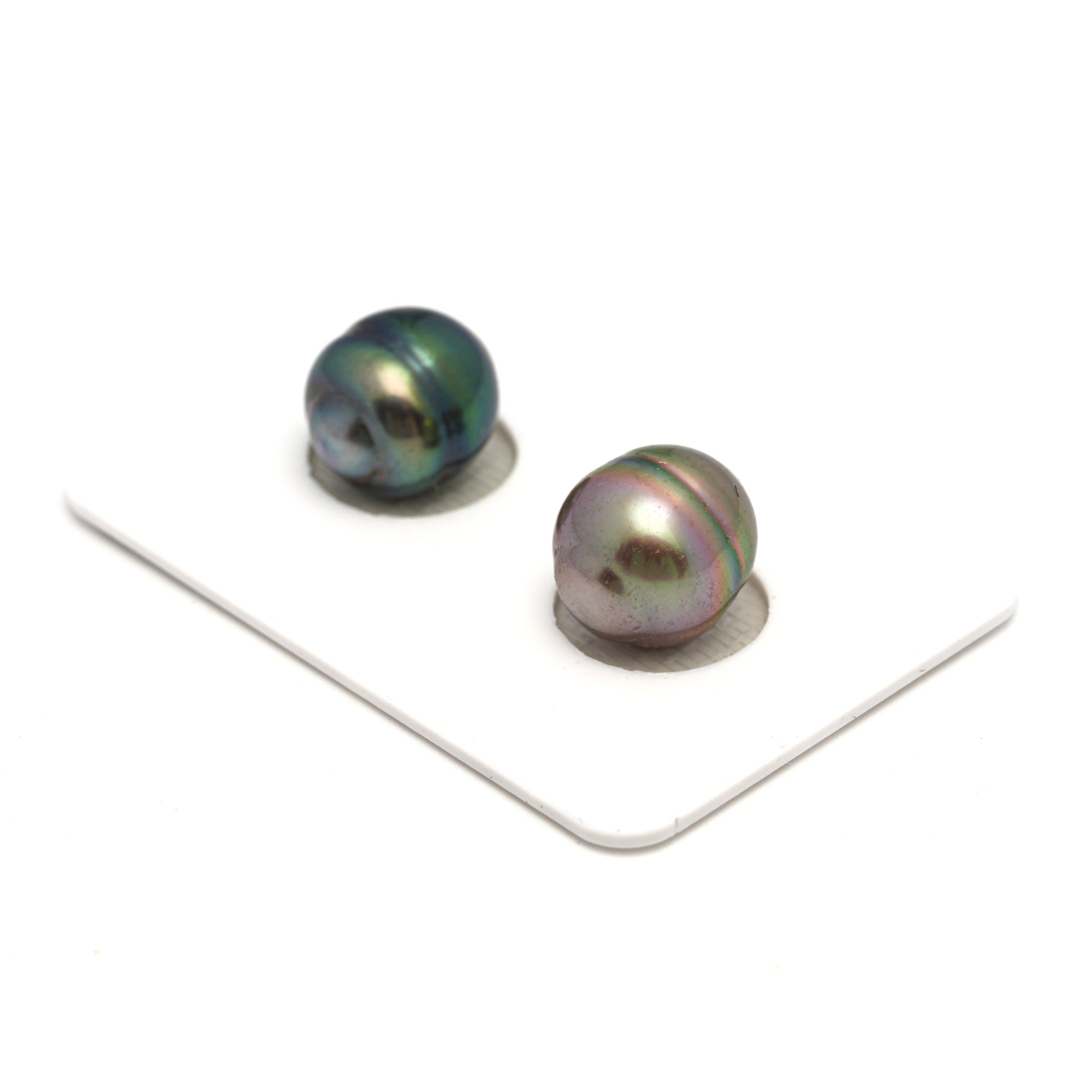 2pcs "High Luster" Multicolor 10.8-11.1mm - CL/SB AAA Quality Tahitian Pearl Pair ER1710 CMP9