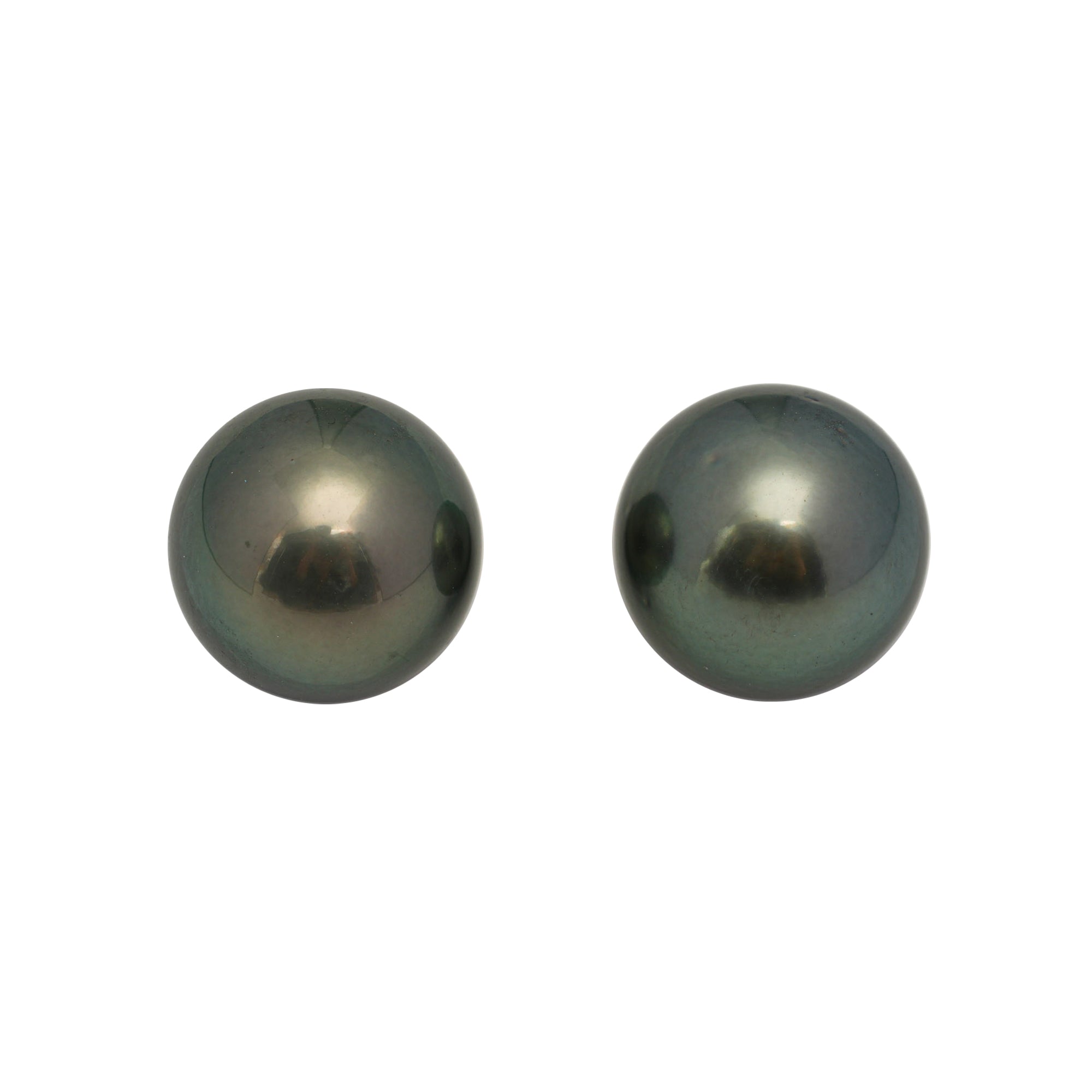 2pcs Green 14-14.3mm - SR AAA/AA Quality Tahitian Pearl Pair ER1706 HL4
