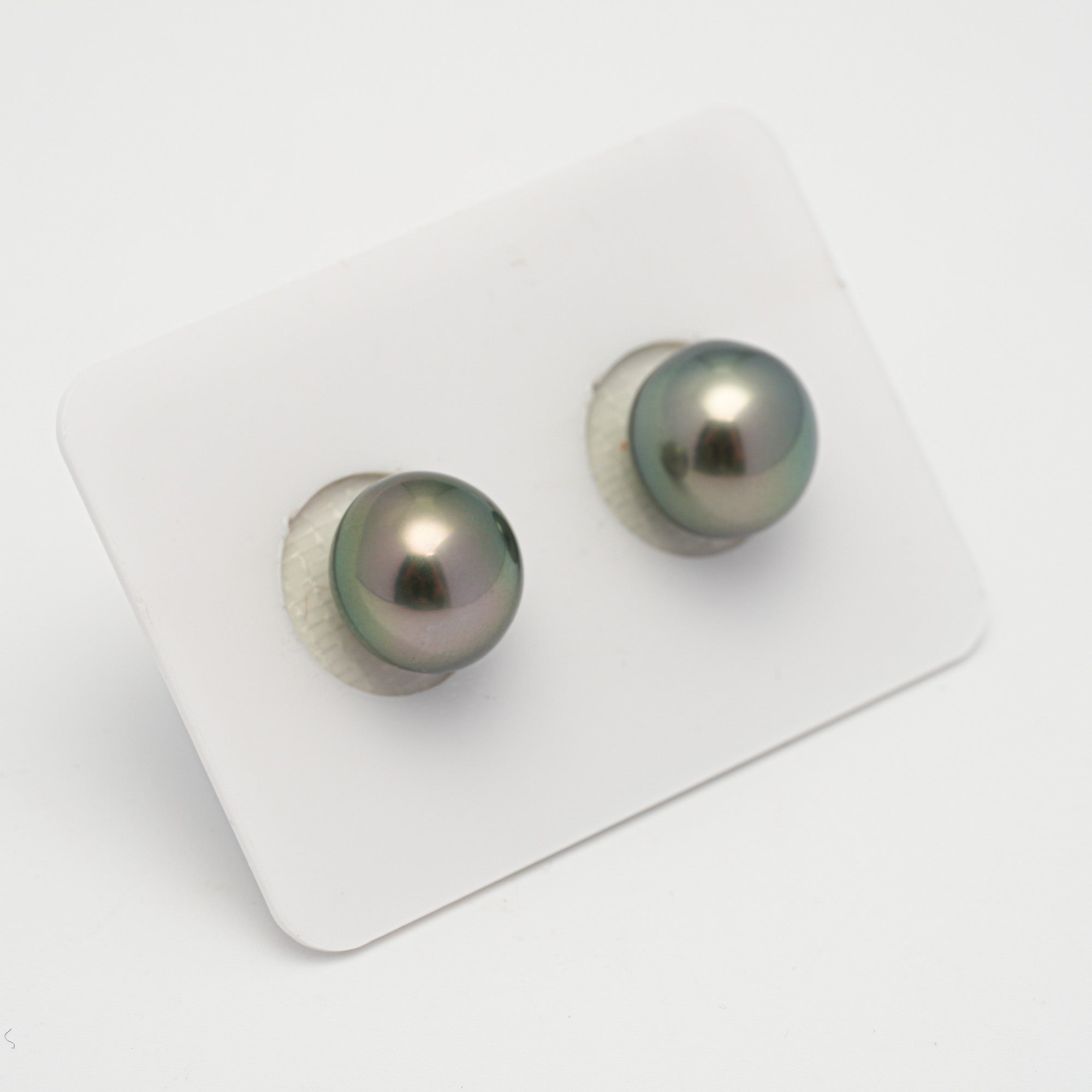 2pcs Peacock 10.3-10.5mm - NR AAA Quality Tahitian Pearl Earring Jewelry ER1629 OR11