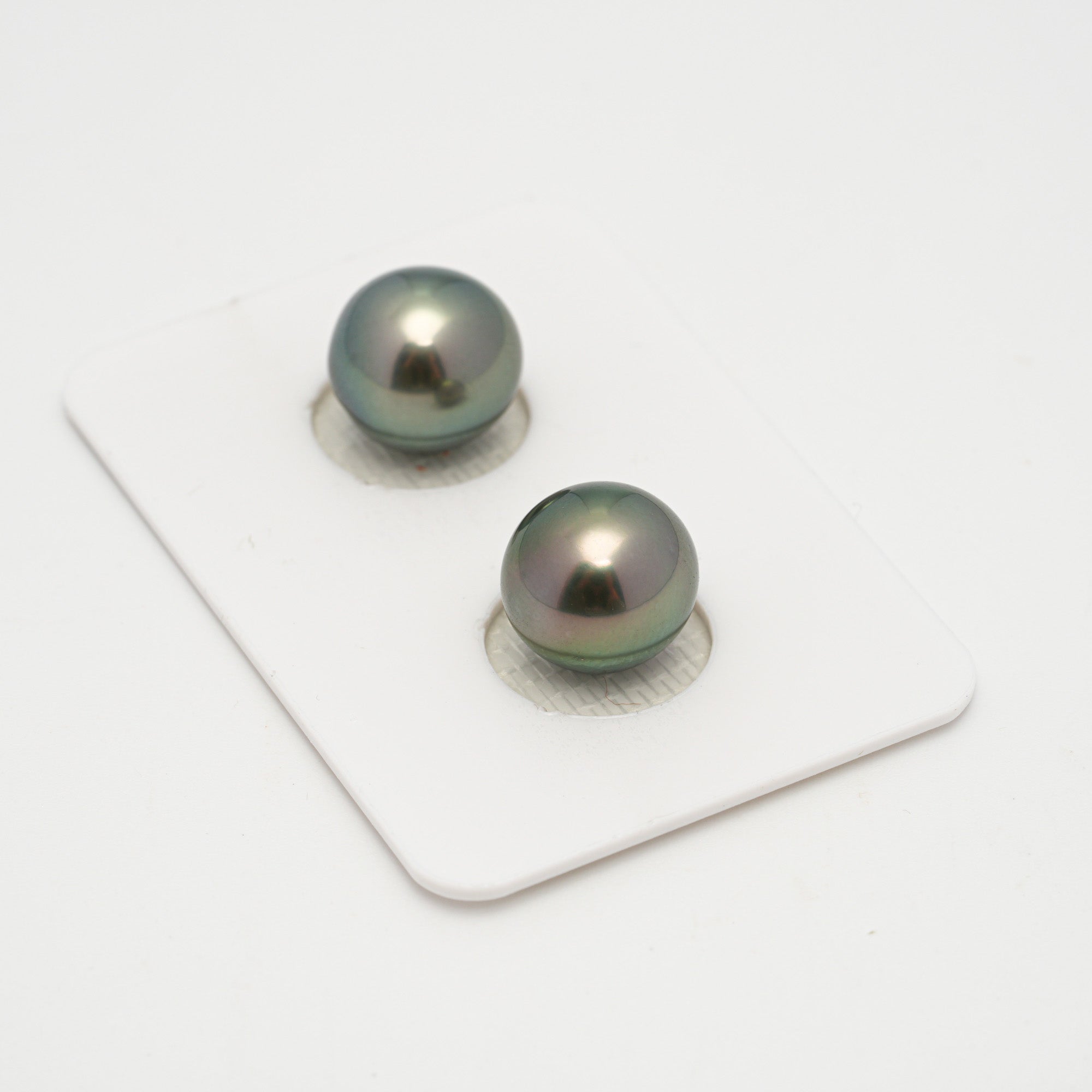 2pcs Peacock 10.3-10.5mm - NR AAA Quality Tahitian Pearl Earring Jewelry ER1629 OR11