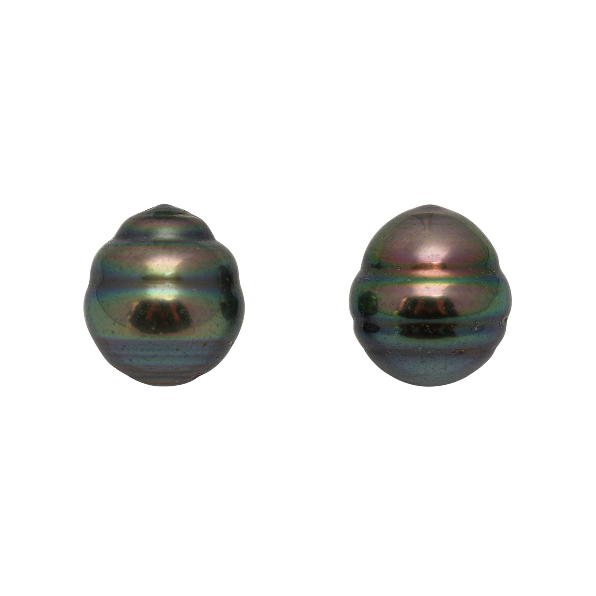 2pcs "High Luster" Green 12.2-12.4mm - CL AAA/AA Quality Tahitian Pearl Pair ER1719 CMP9
