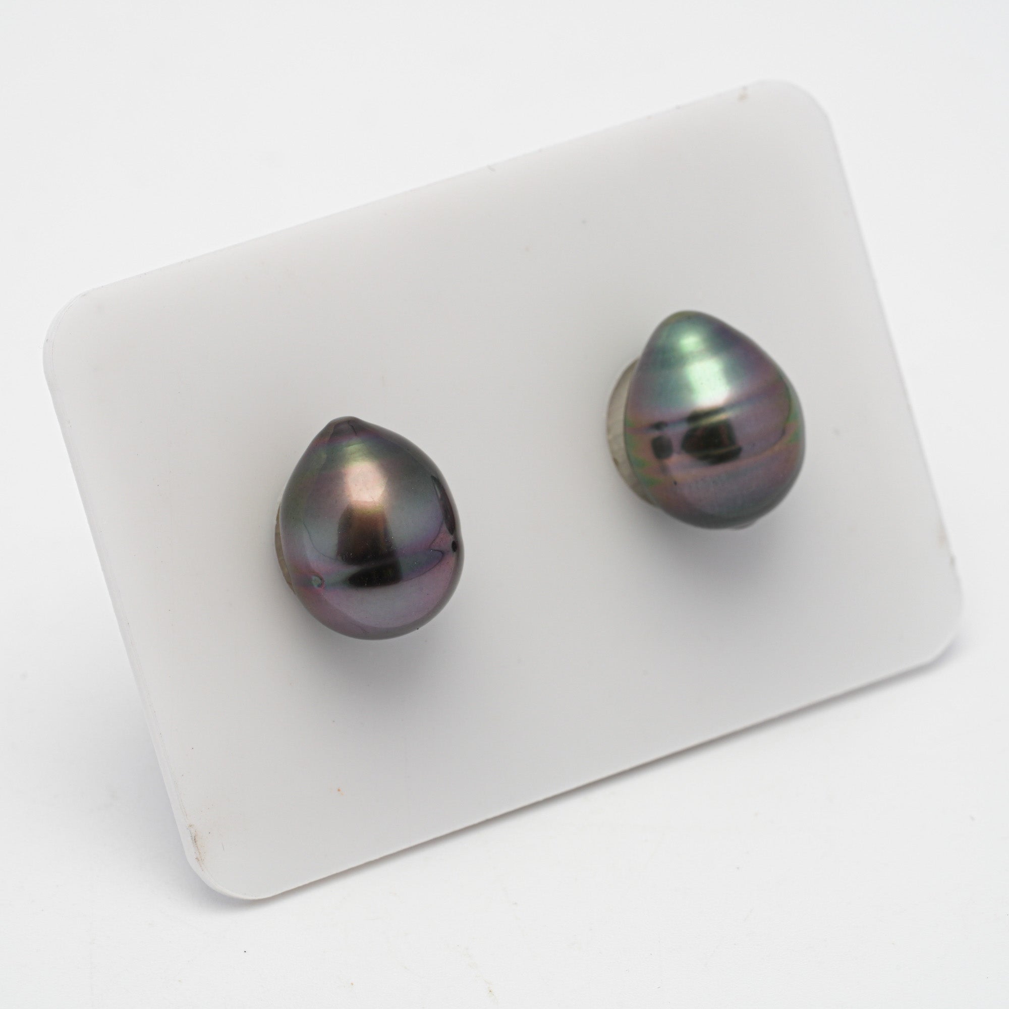 2pcs "High Luster" Purple 9.5-9.8mm - SB AAA Quality Tahitian Pearl Pair ER1407 OR7