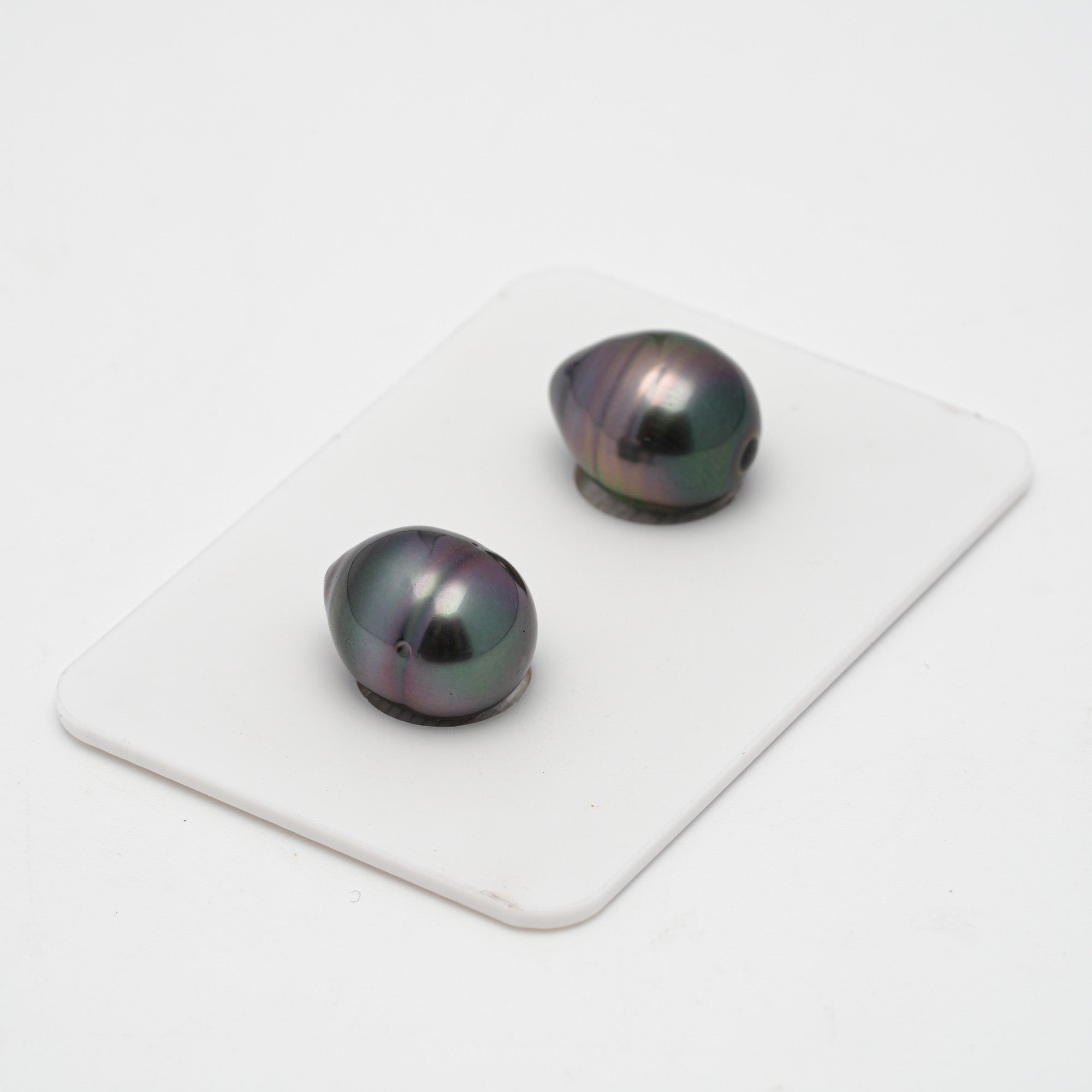 2pcs "High Luster" Purple 9.5-9.8mm - SB AAA Quality Tahitian Pearl Pair ER1407 OR7