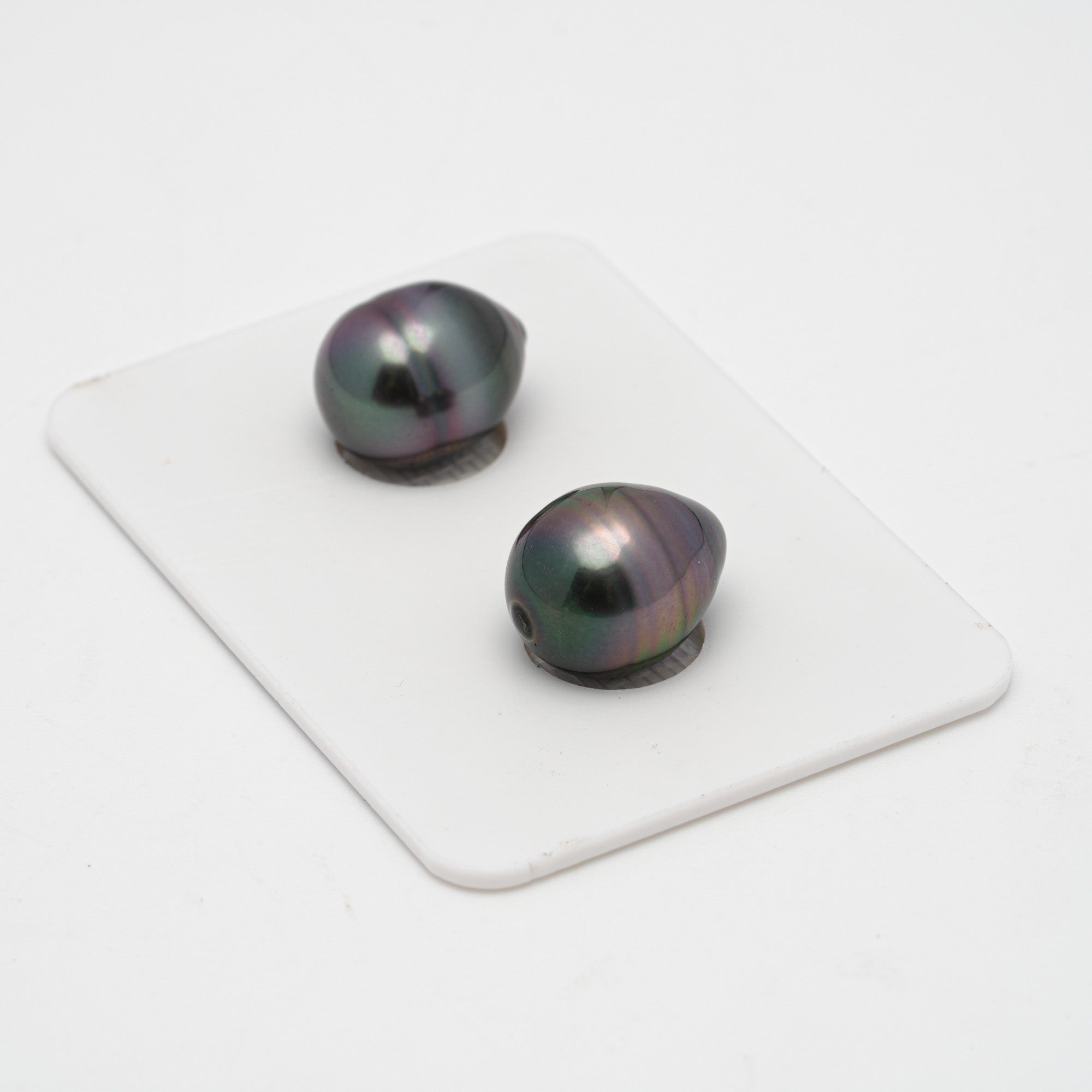 2pcs "High Luster" Purple 9.5-9.8mm - SB AAA Quality Tahitian Pearl Pair ER1407 OR7