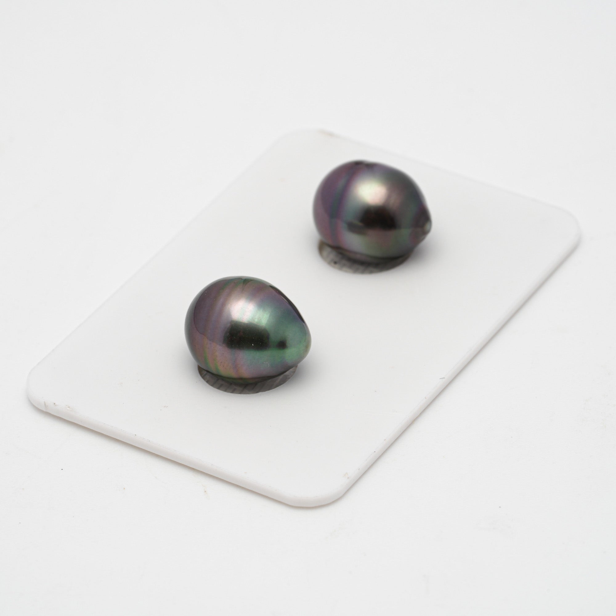 2pcs "High Luster" Purple 9.5-9.8mm - SB AAA Quality Tahitian Pearl Pair ER1407 OR7