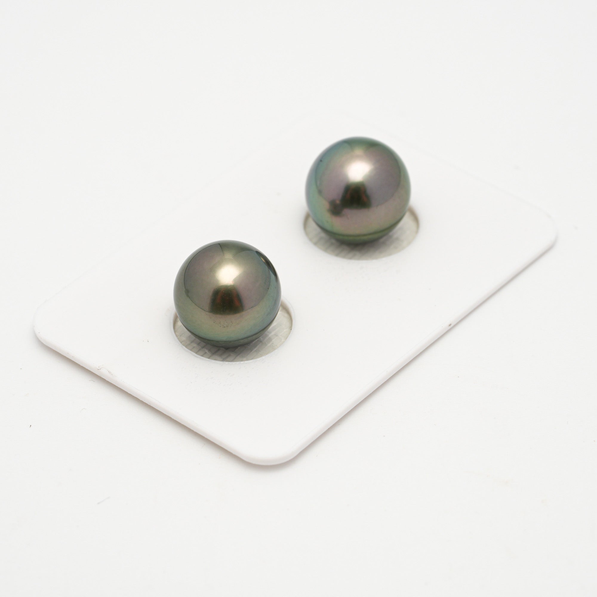 2pcs Peacock Green 10.9-11.1mm - SR/NR AAA Quality Tahitian Pearl Pair ER1636 OR11