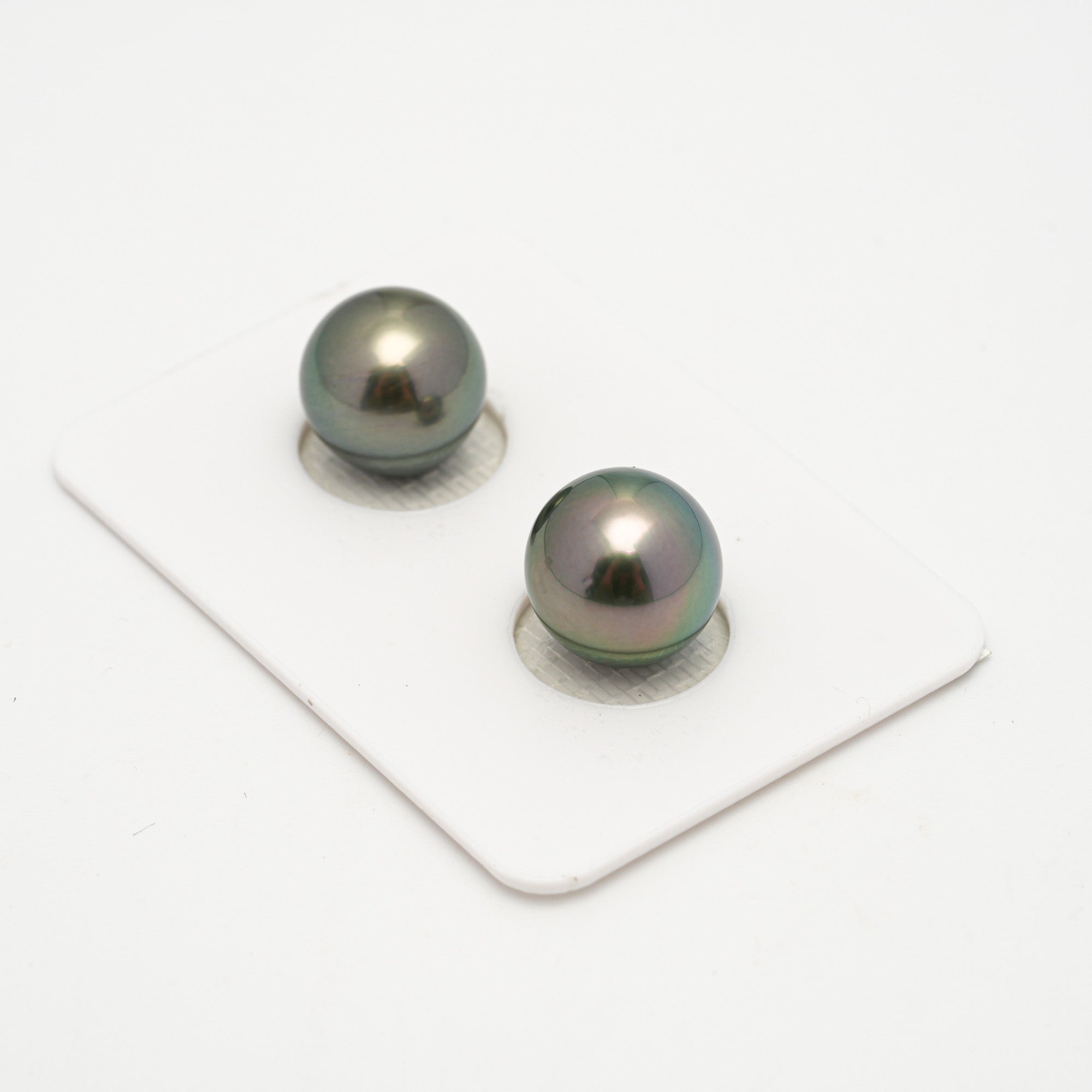 2pcs Peacock Green 10.9-11.1mm - SR/NR AAA Quality Tahitian Pearl Pair ER1636 OR11
