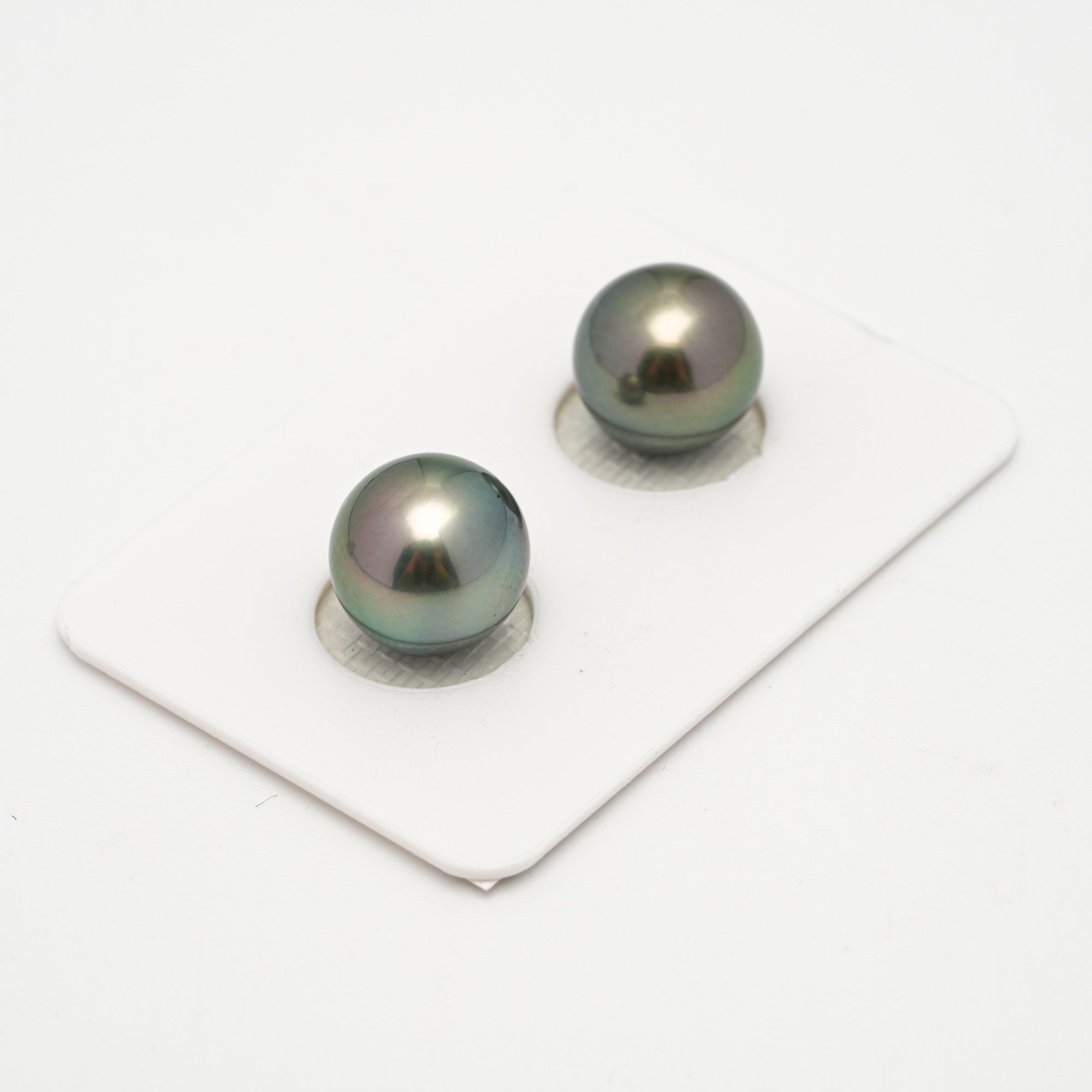 2pcs Peacock Green 10.9-11.1mm - SR/NR AAA Quality Tahitian Pearl Pair ER1636 OR11
