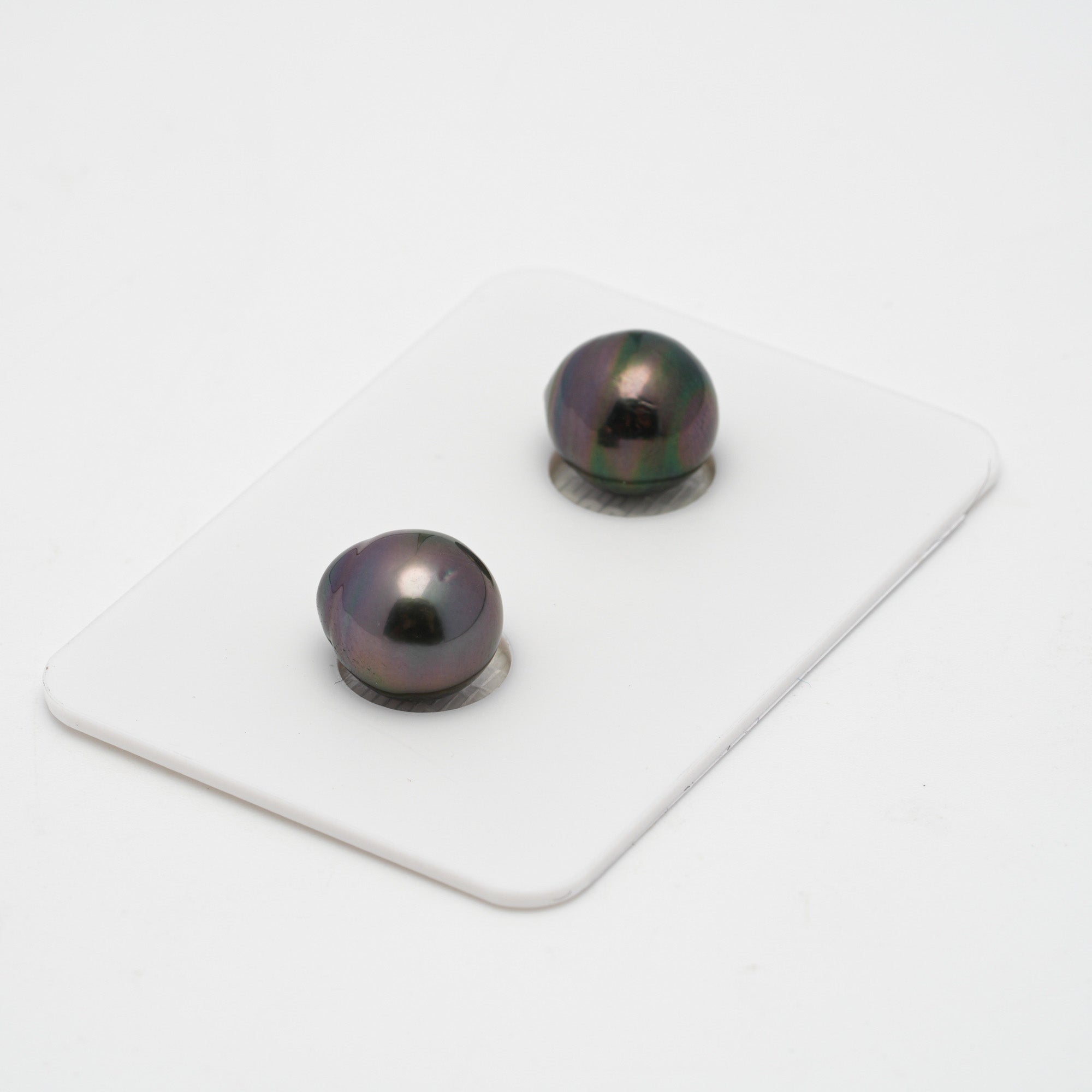 2pcs "High Luster" Purple 9.1-9.2mm - SB AAA/AA Quality Tahitian Pearl Pair ER1412 OR7