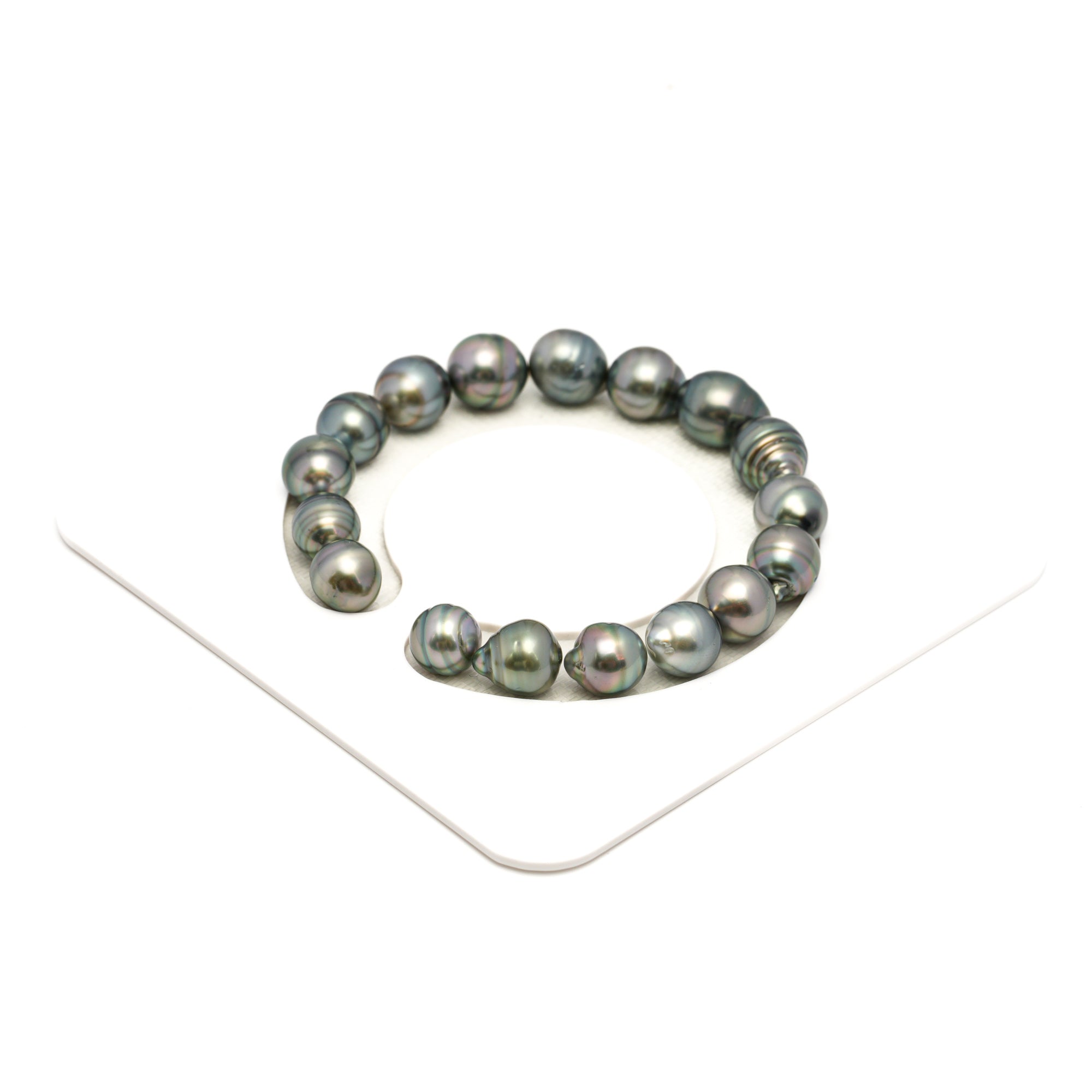 17pcs Light Green 9-10mm - CL/SB AAA/AA Quality Tahitian Pearl Bracelet BR2358 TH5