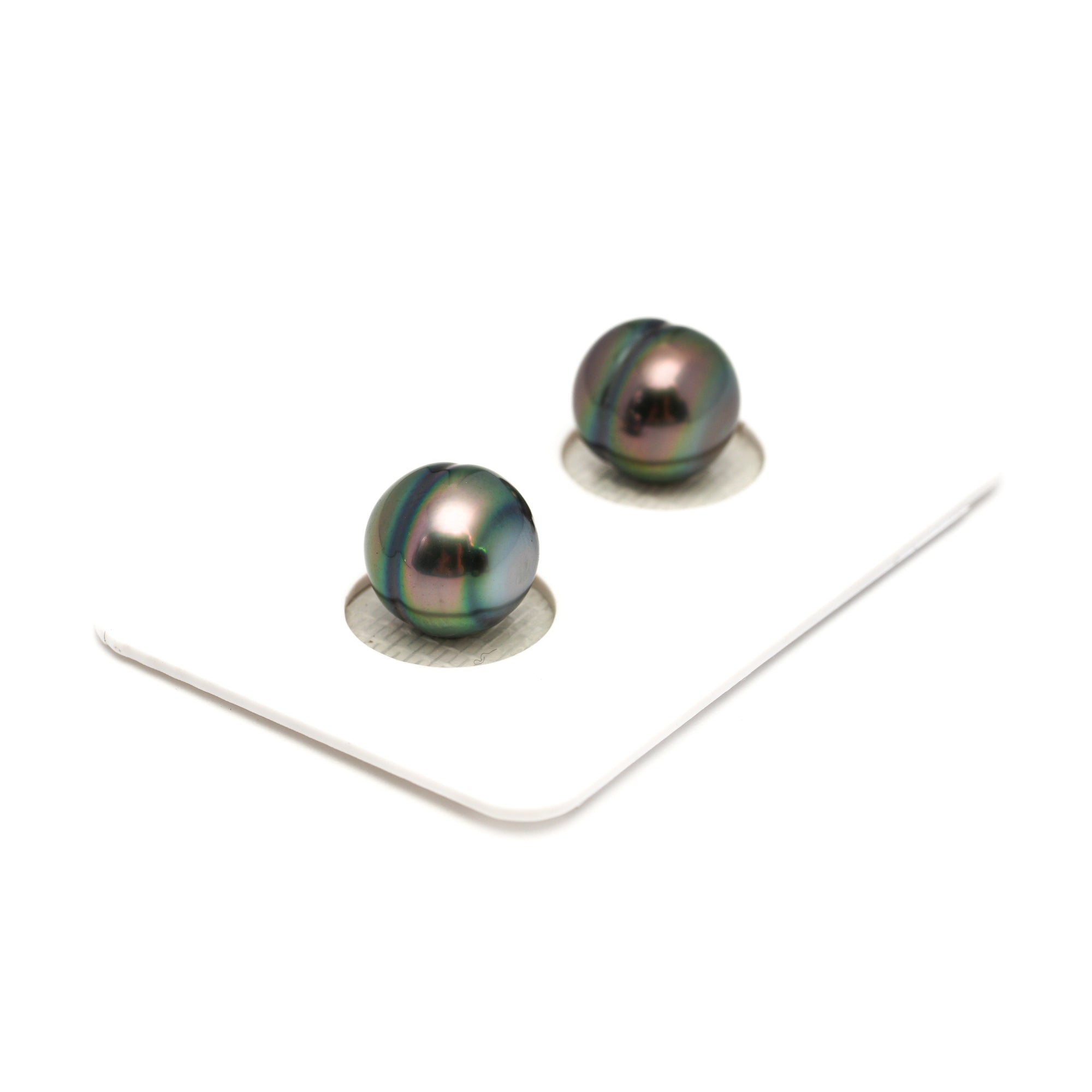 2pcs Green Cherry 9.6-10mm - CL AAA Quality Tahitian Pearl Pair ER1818