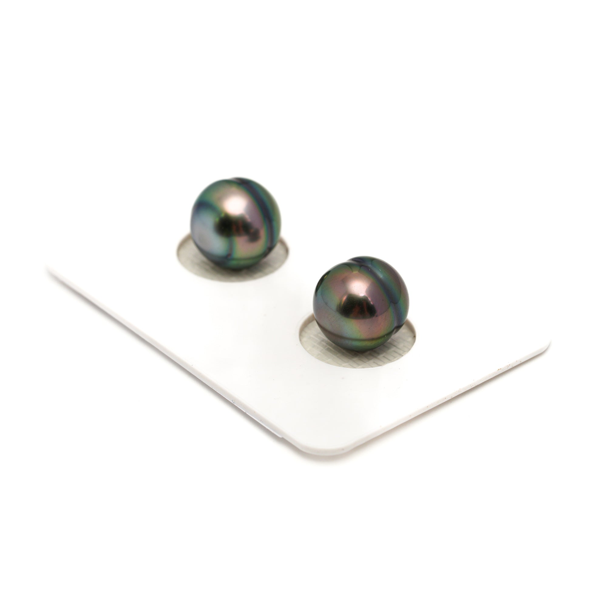 2pcs Green Cherry 9.6-10mm - CL AAA Quality Tahitian Pearl Pair ER1818