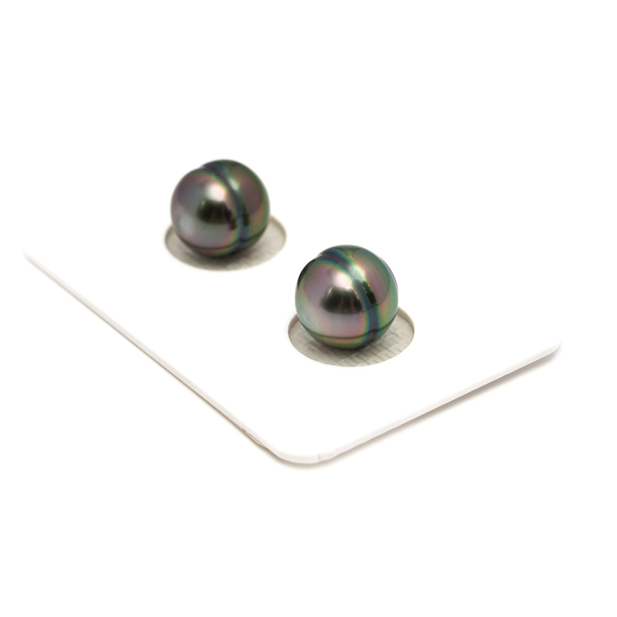 2pcs Green Cherry 9.6-10mm - CL AAA Quality Tahitian Pearl Pair ER1818