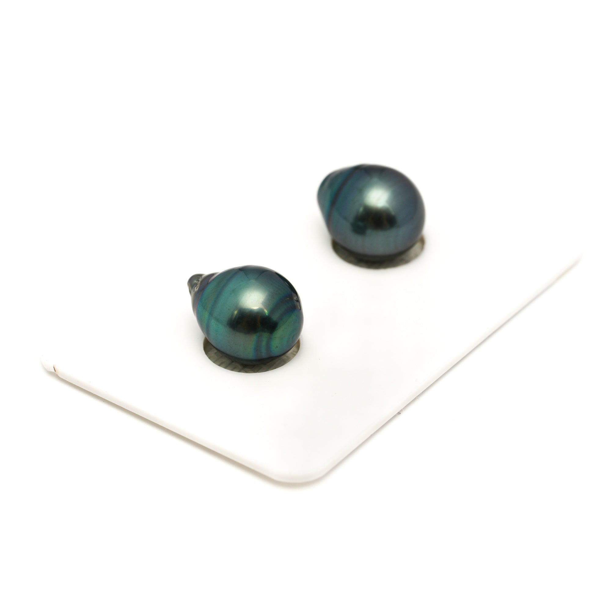 2pcs Blue Green 9.5-9.6mm - SB AAA Quality Tahitian Pearl Pair ER1816 TH5