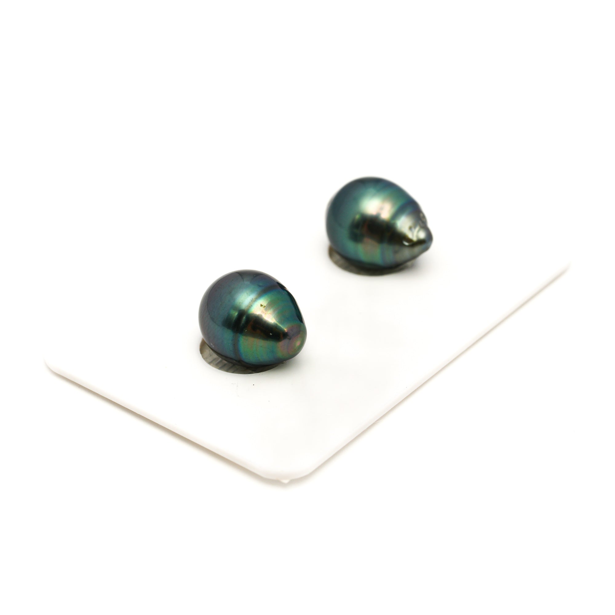 2pcs Blue Green 9.5-9.6mm - SB AAA Quality Tahitian Pearl Pair ER1816 TH5