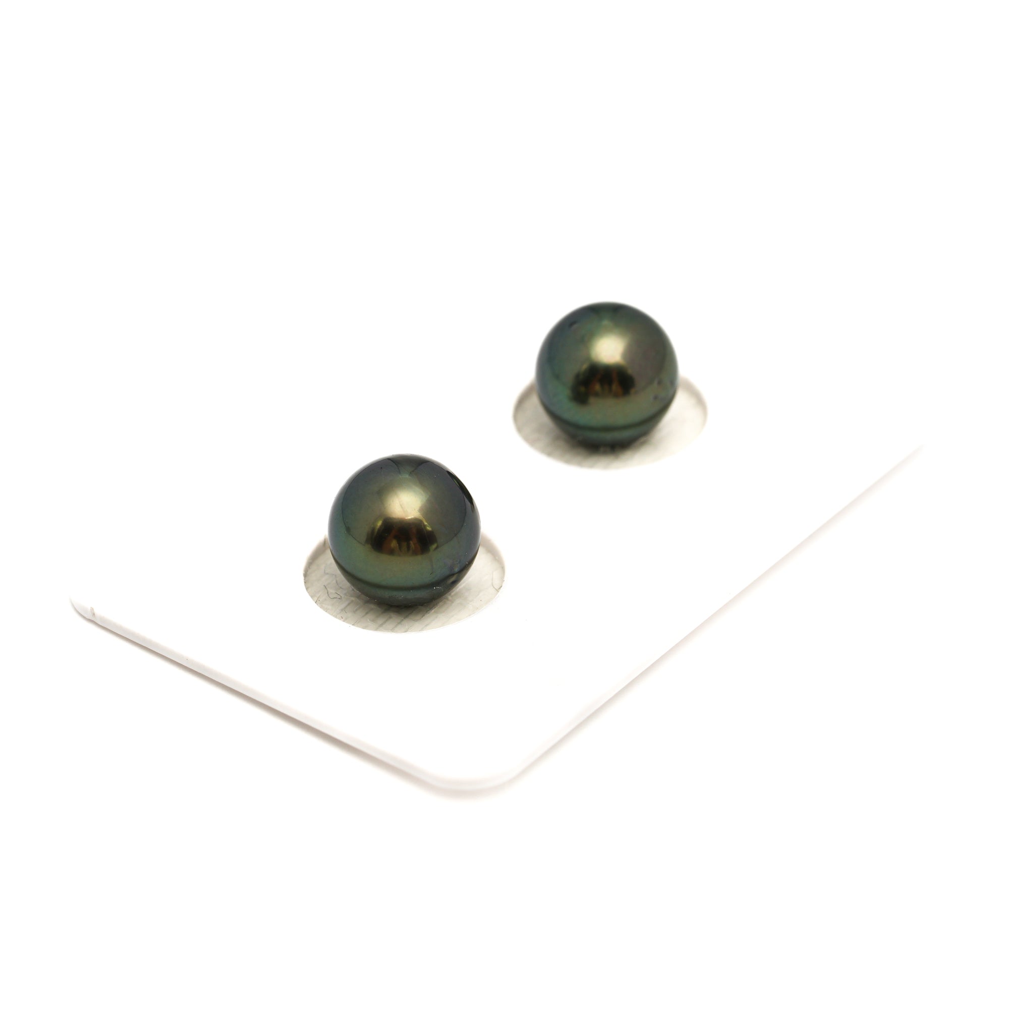 2pcs Green 9.1-9.2mm - RSR AAA/AA Quality Tahitian Pearl Pair ER1841 OR13