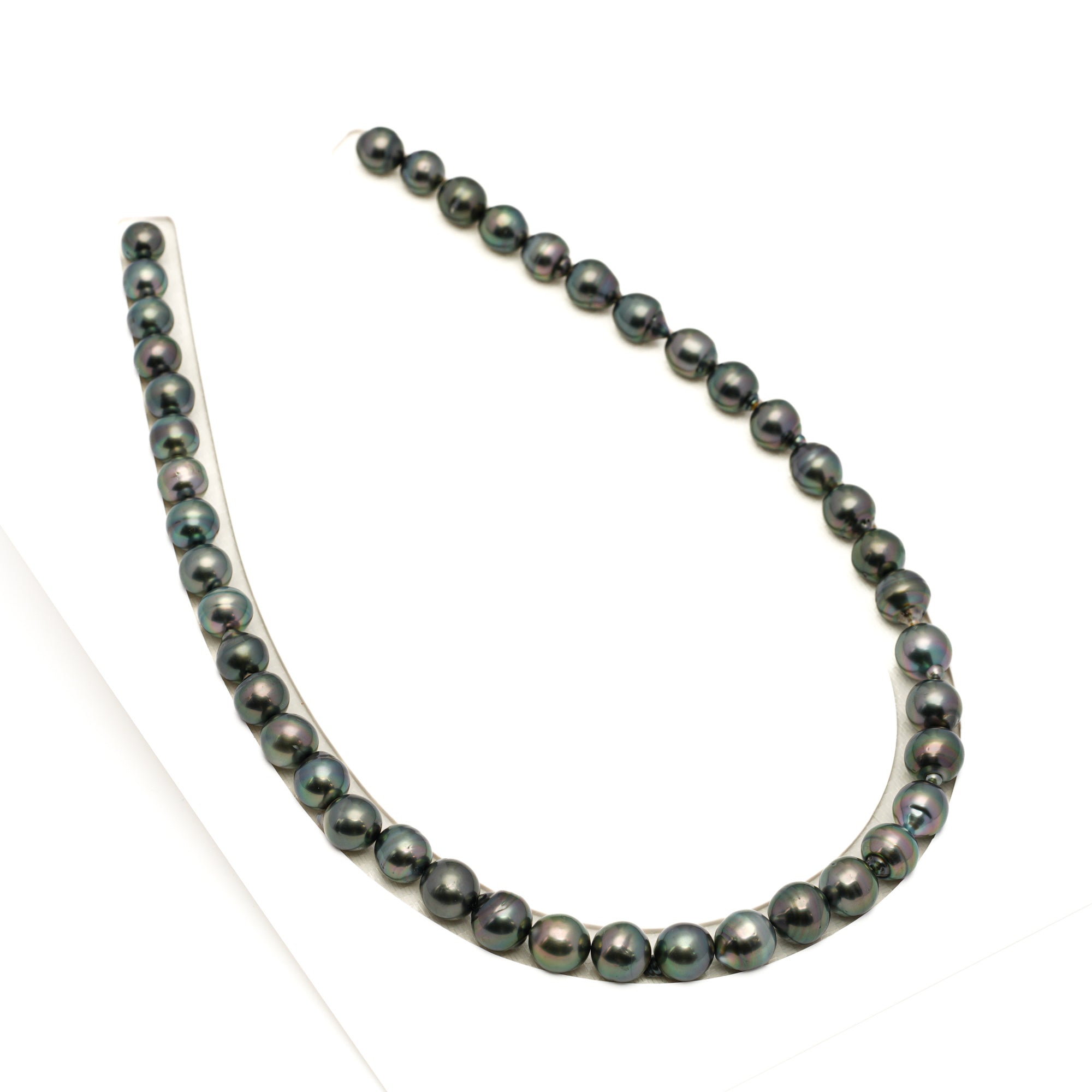 43pcs Green 8-10mm - CL/SB AAA/AA Quality Tahitian Pearl Necklace NL1776 LP1