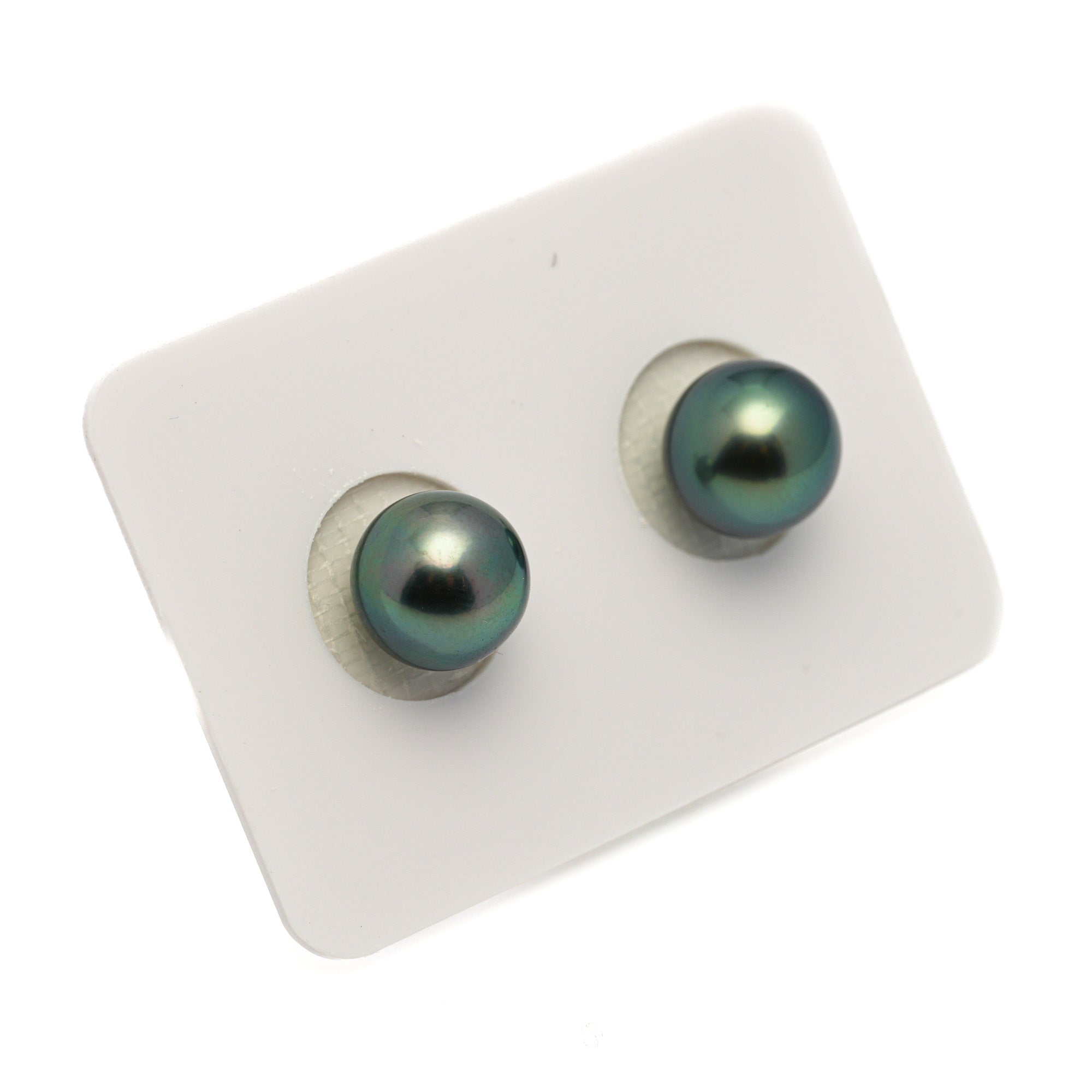 2pcs "High Luster" Green 9.4-9.6mm - RSR AAA/AA Quality Tahitian Pearl Pair ER1869 LP1