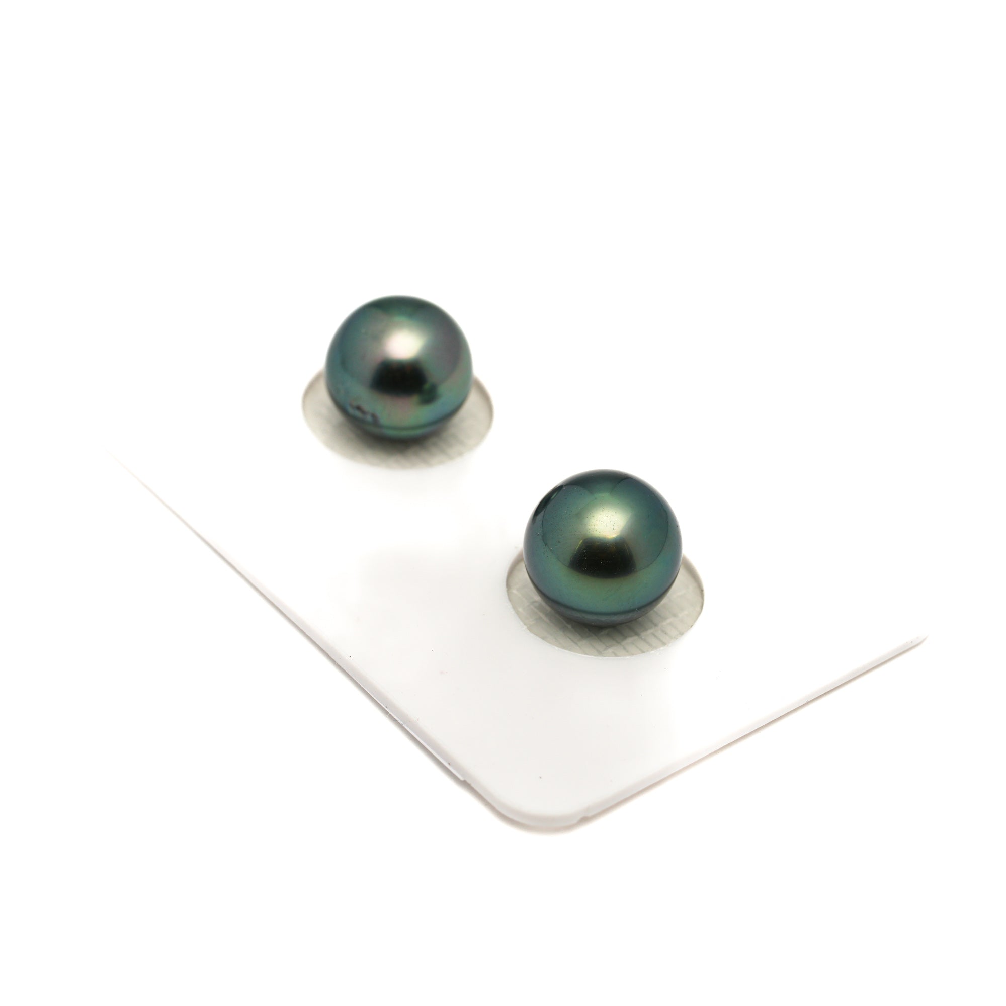 2pcs "High Luster" Green 9.4-9.6mm - RSR AAA/AA Quality Tahitian Pearl Pair ER1869 LP1