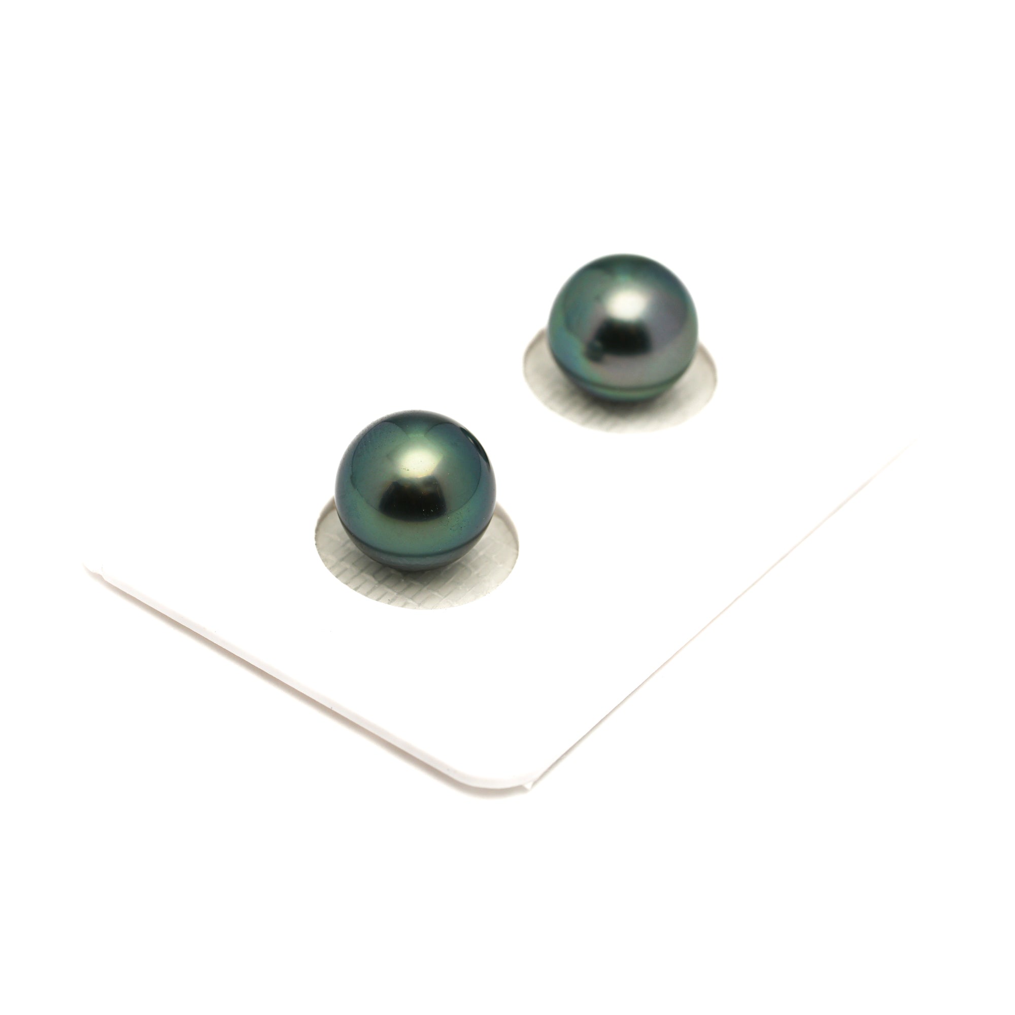2pcs "High Luster" Green 9.4-9.6mm - RSR AAA/AA Quality Tahitian Pearl Pair ER1869 LP1