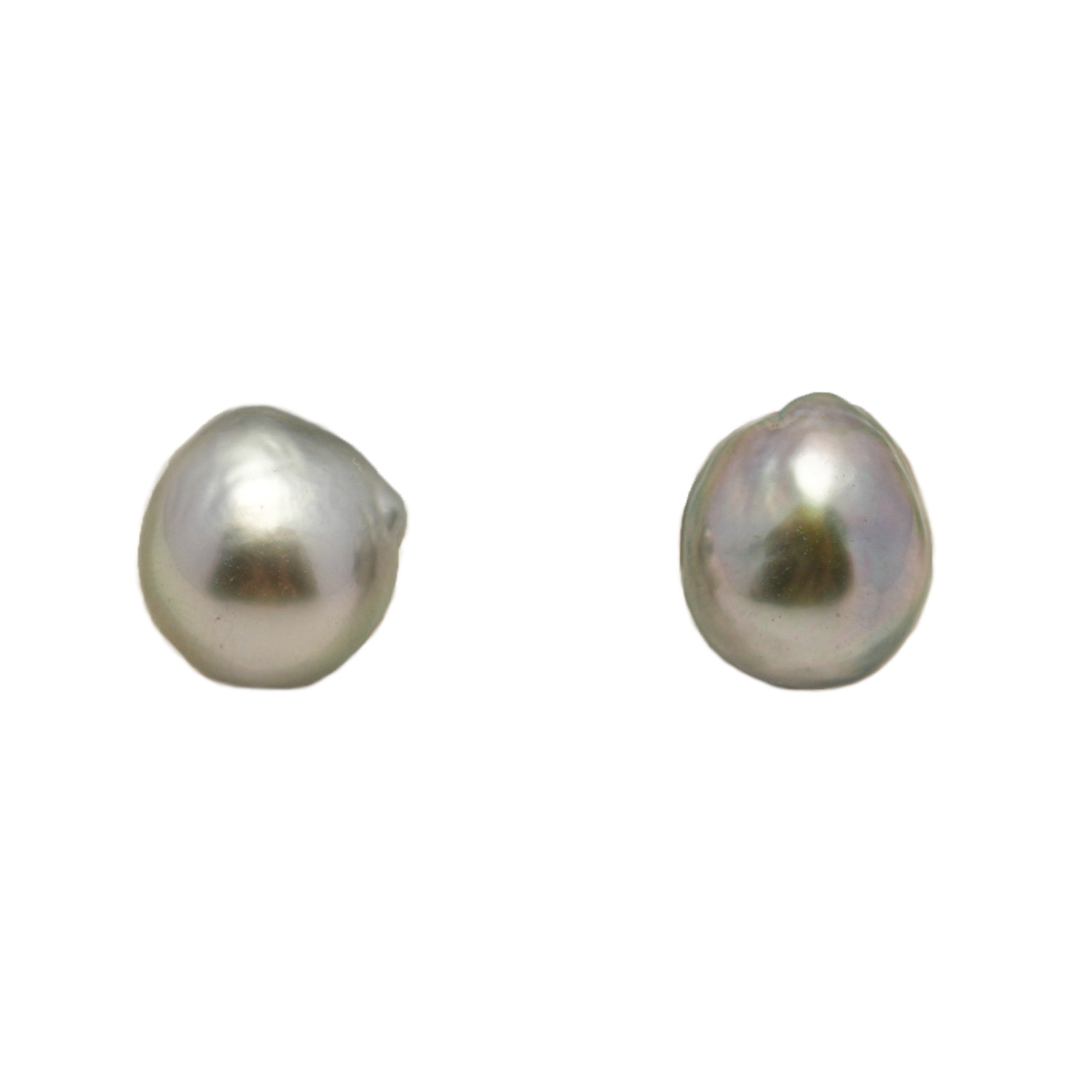 2pcs "Mid Luster" Silver 10-10.1mm - BQ AAA Quality Tahitian Pearl Pair ER1948 LP4