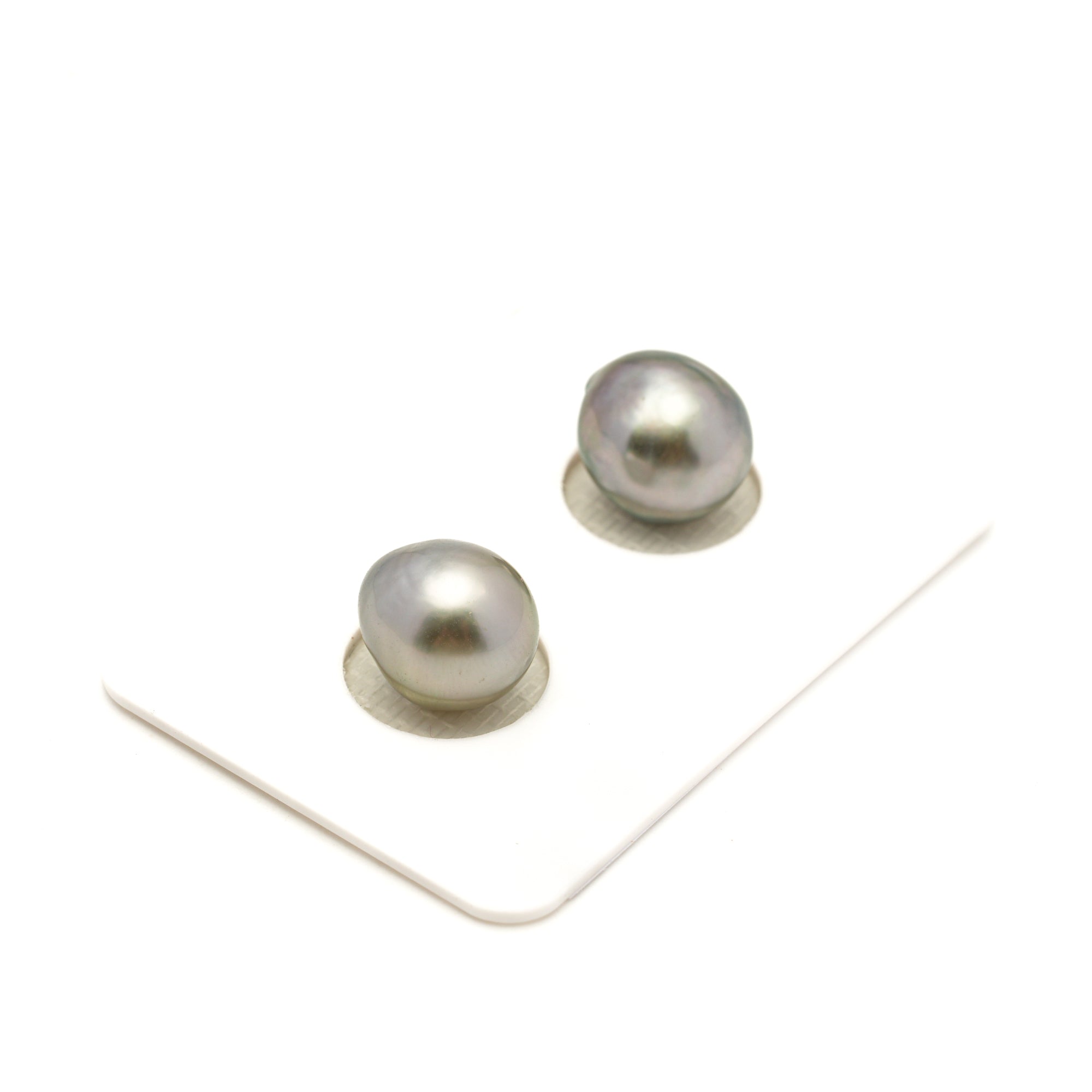 2pcs "Mid Luster" Silver 10-10.1mm - BQ AAA Quality Tahitian Pearl Pair ER1948 LP4
