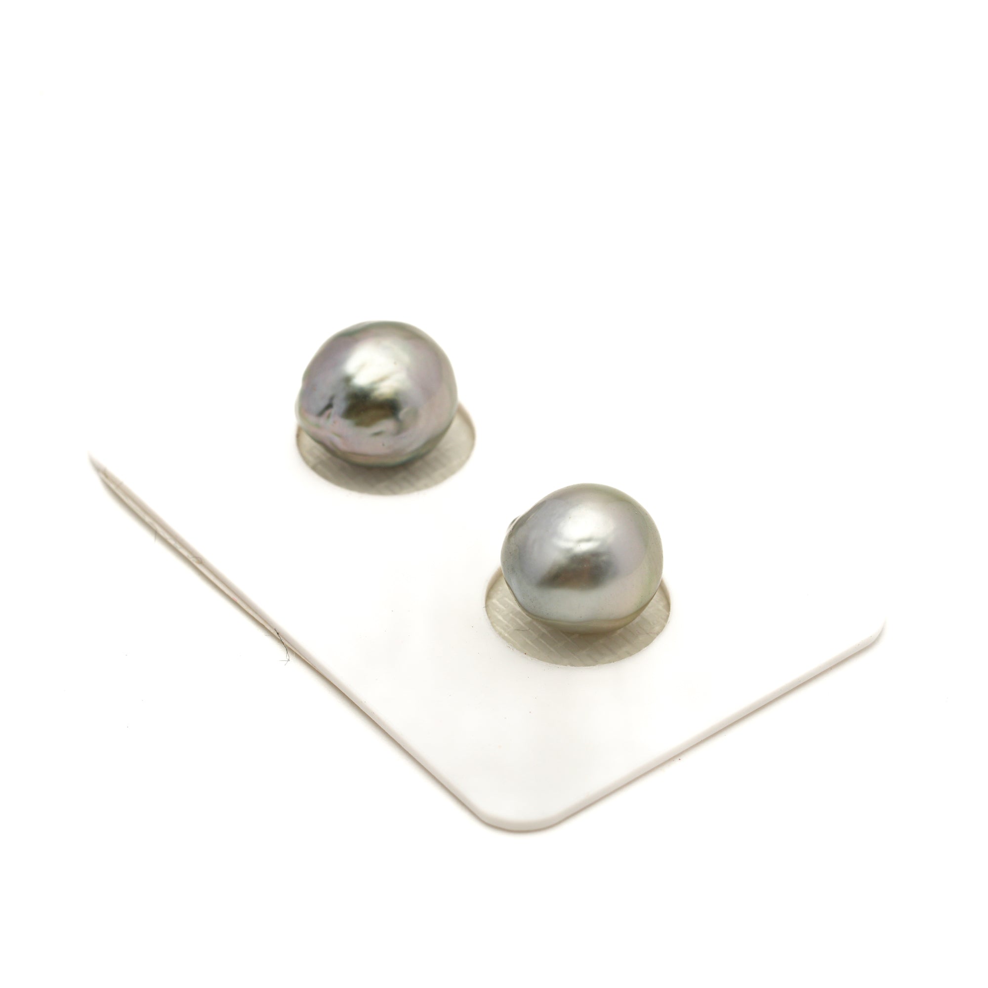2pcs "Mid Luster" Silver 10-10.1mm - BQ AAA Quality Tahitian Pearl Pair ER1948 LP4