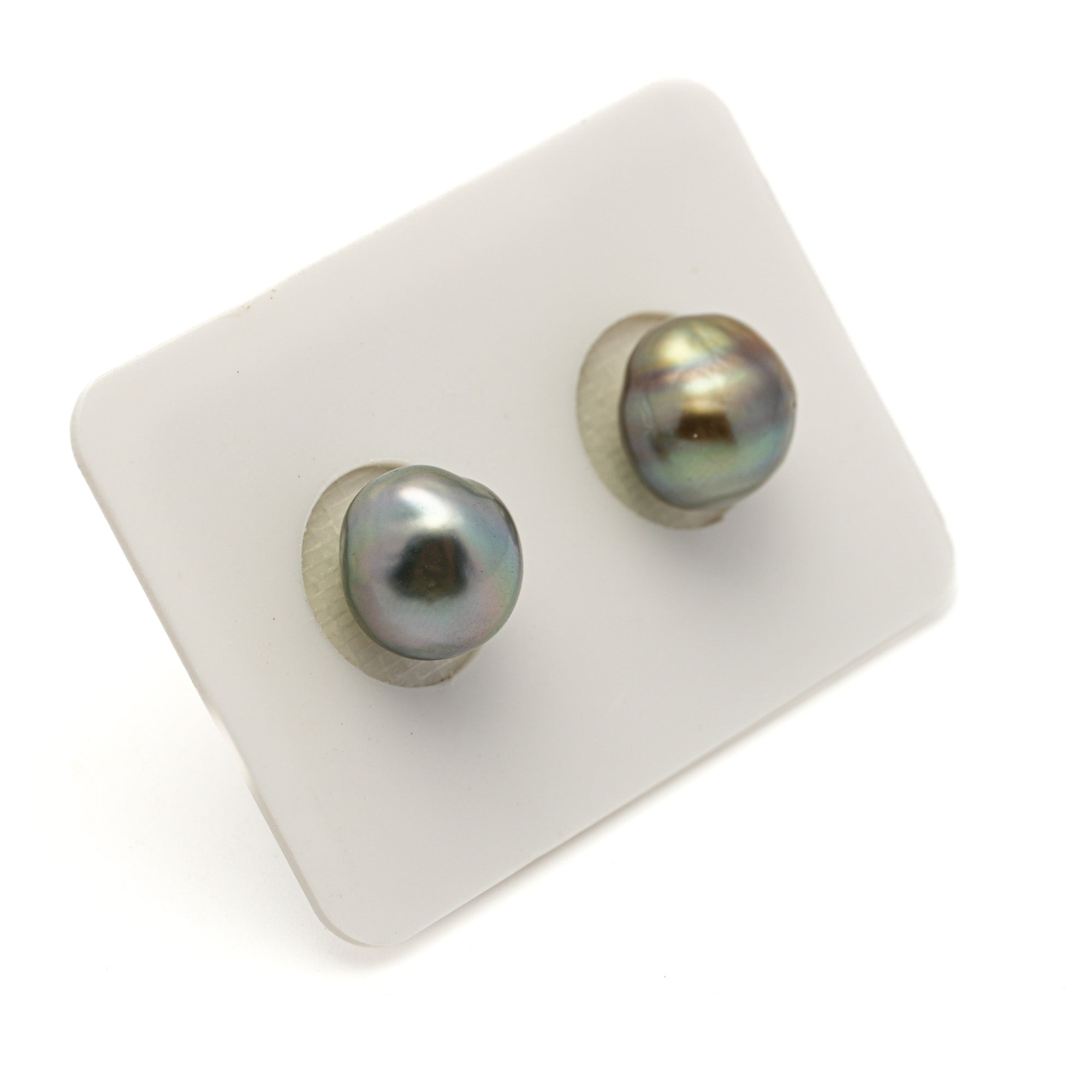 2pcs "Mid Luster" Green 10-10.1mm - BQ AAA Quality Tahitian Pearl Pair ER1949 LP4