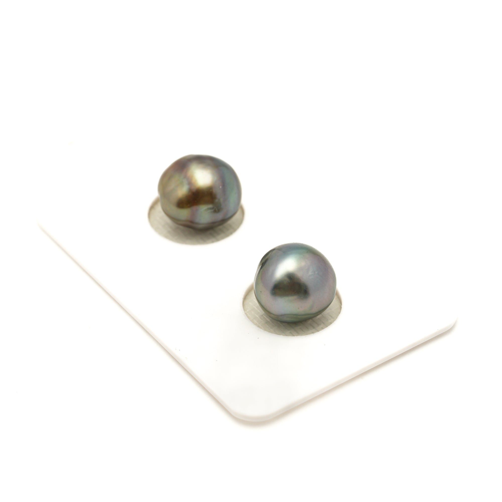 2pcs "Mid Luster" Green 10-10.1mm - BQ AAA Quality Tahitian Pearl Pair ER1949 LP4