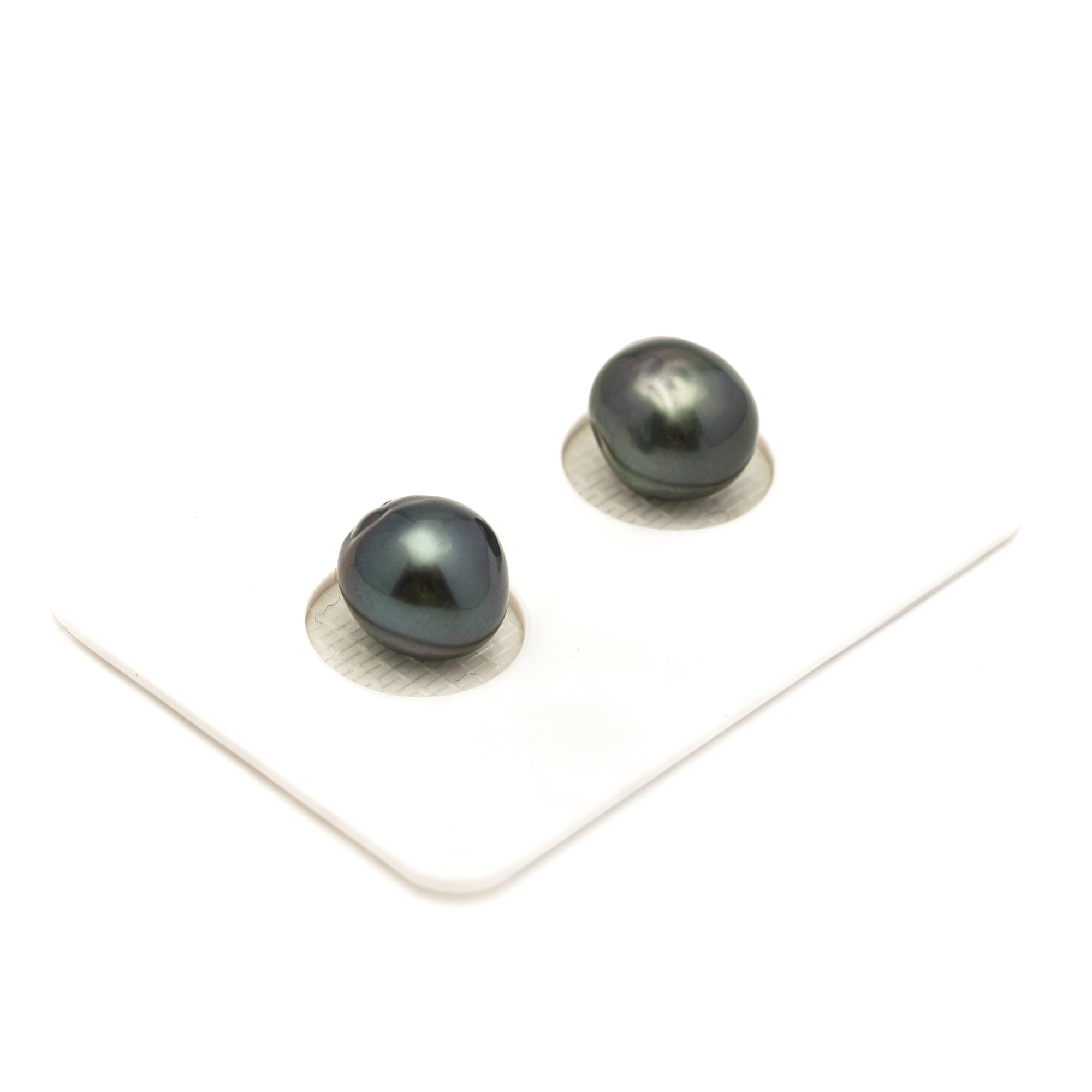 2pcs "Mid Luster" Blue 8.9-9.2mm - BQ AAA/AA Quality Tahitian Pearl Pair ER1950 LP4