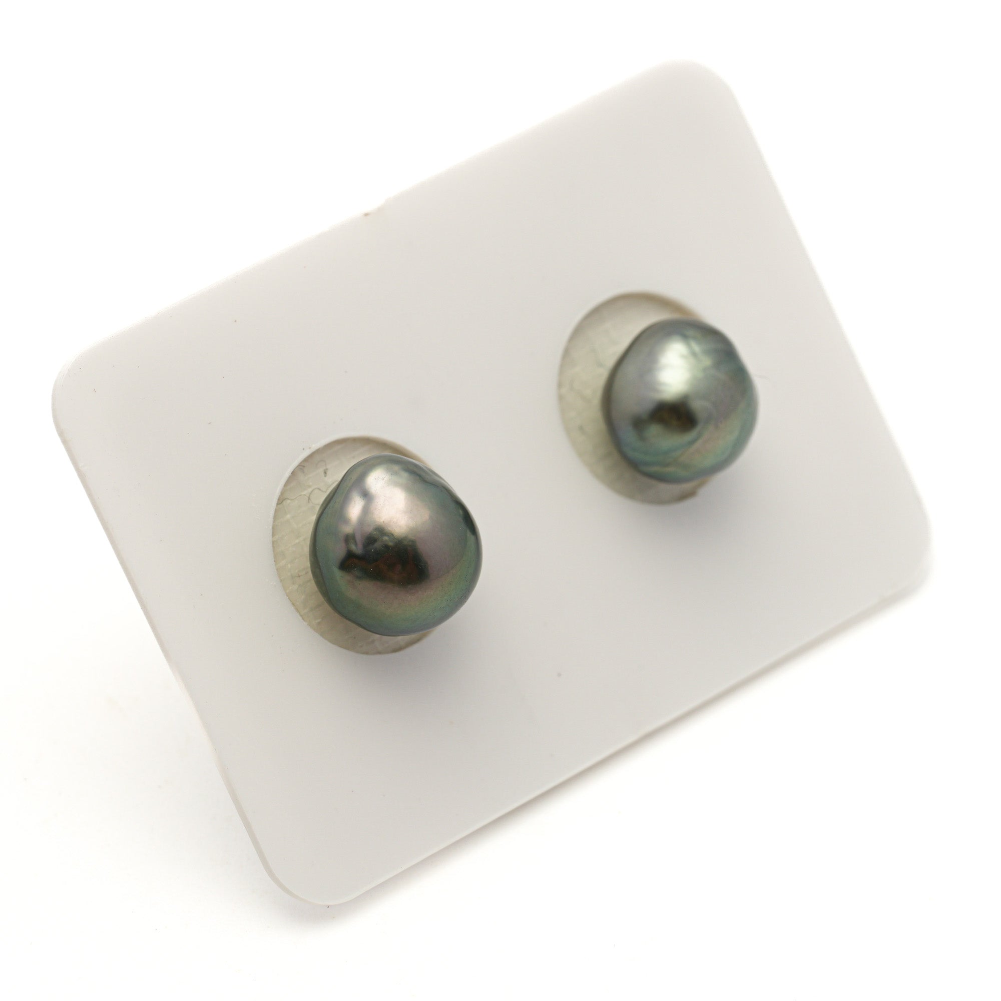 2pcs "Mid Luster" Green 9.1-9.5mm - BQ AAA Quality Tahitian Pearl Pair ER1951 LP4