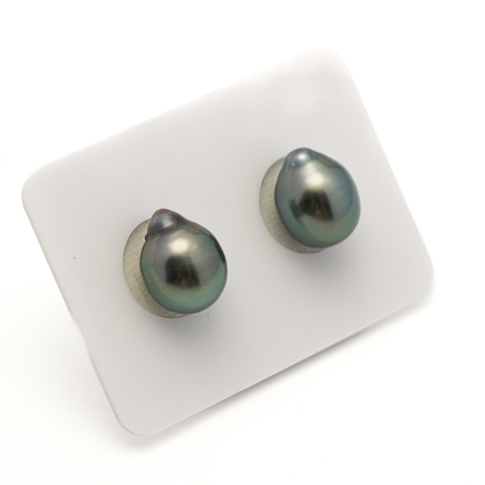 2pcs "Mid Luster" Green 9.9-10mm - SB TOP/AAA Quality Tahitian Pearl Pair ER1944 LP4